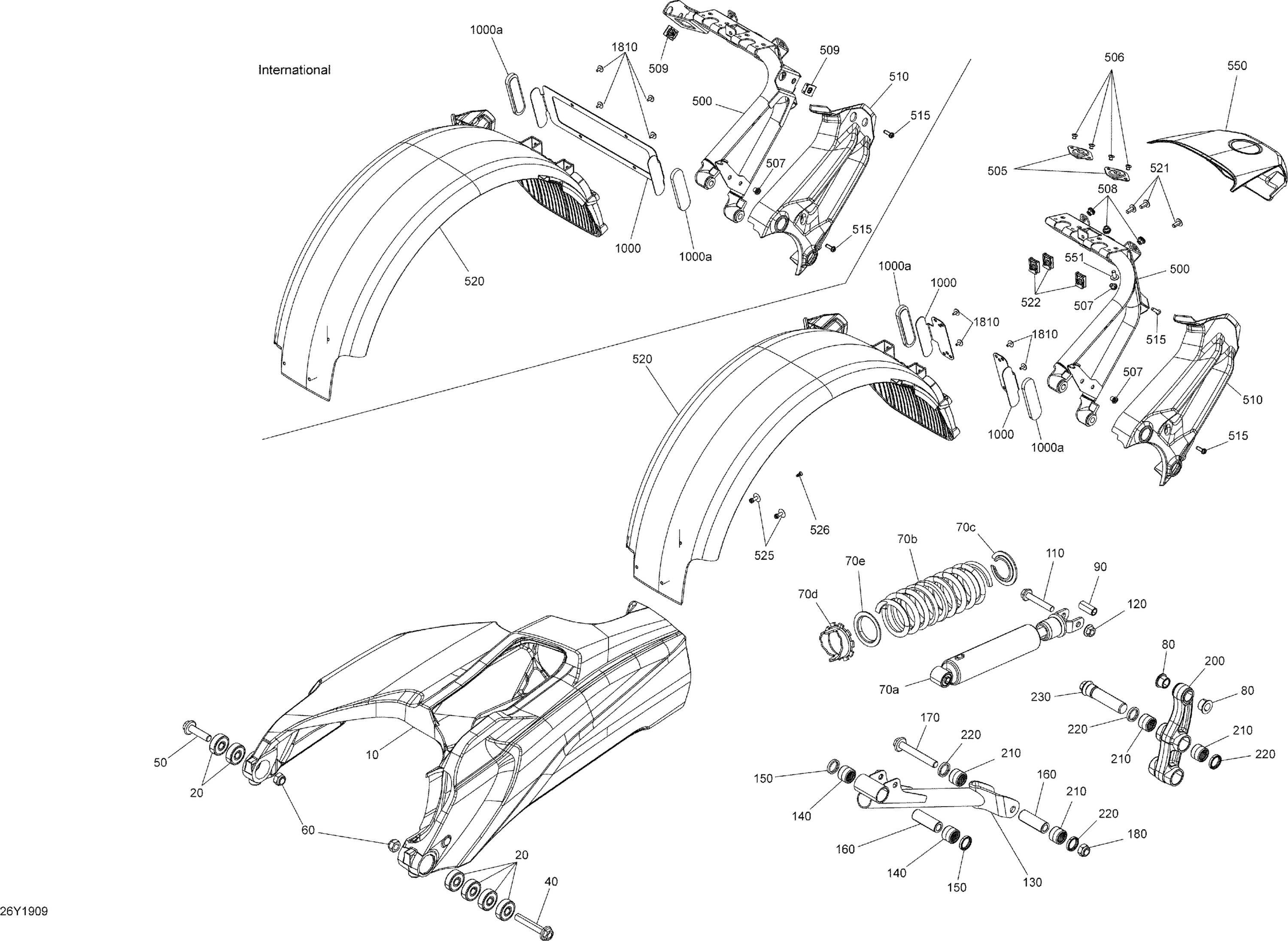 Suspension - Rear - Swing Arm / Shock / Fender