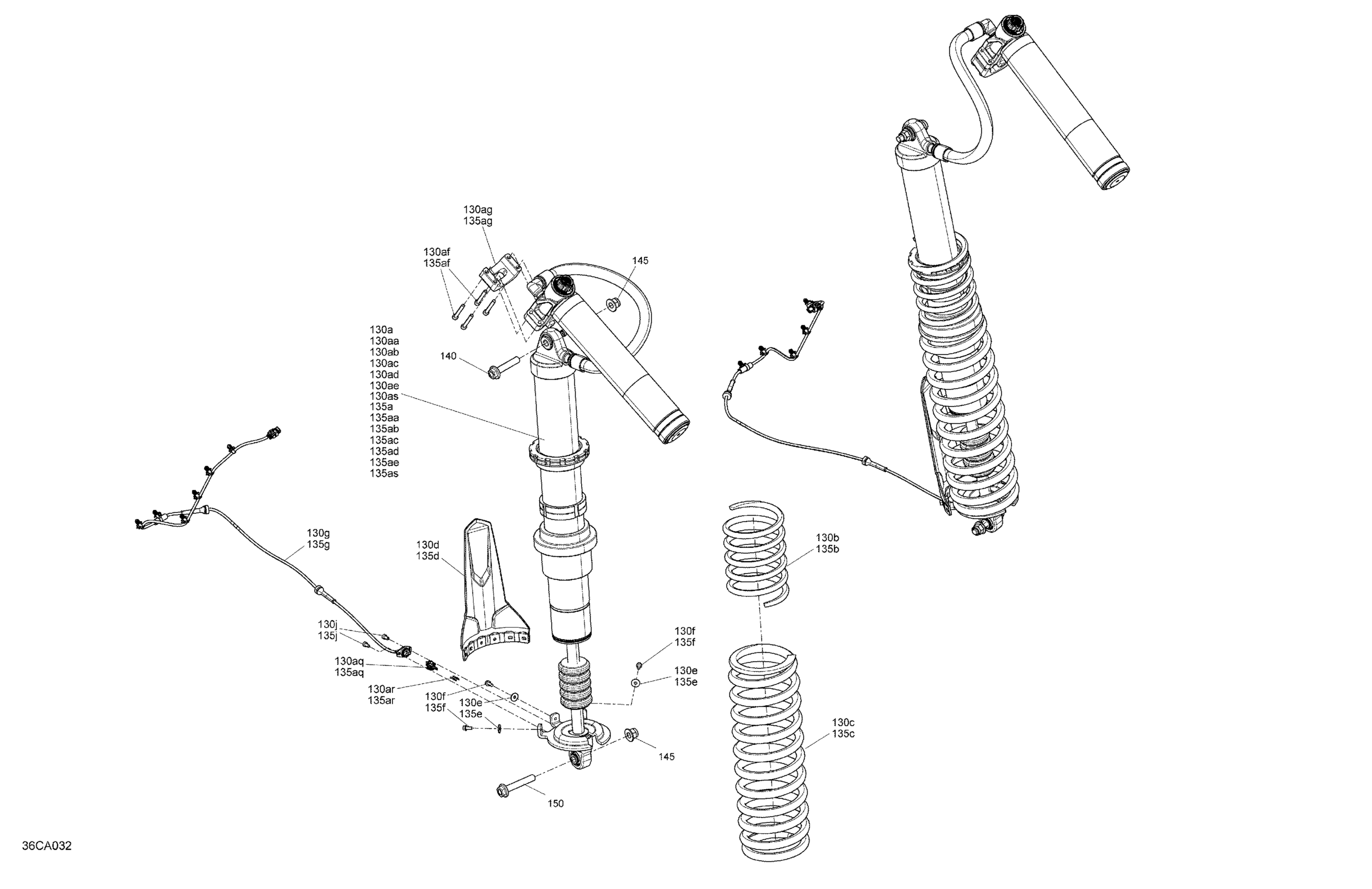 Схема узла: Suspension - Rear Shocks
