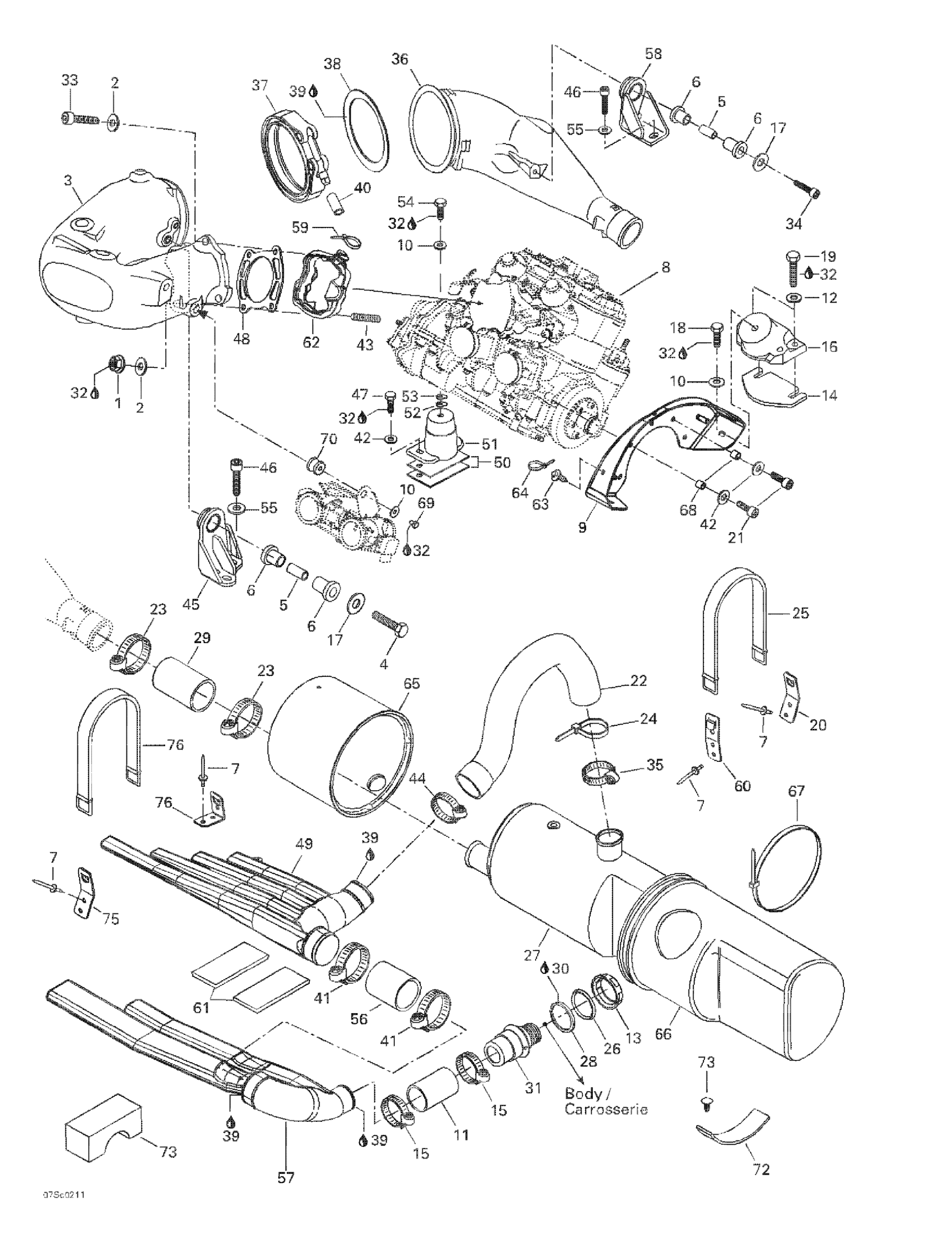 Схема узла: Engine Support And Muffler