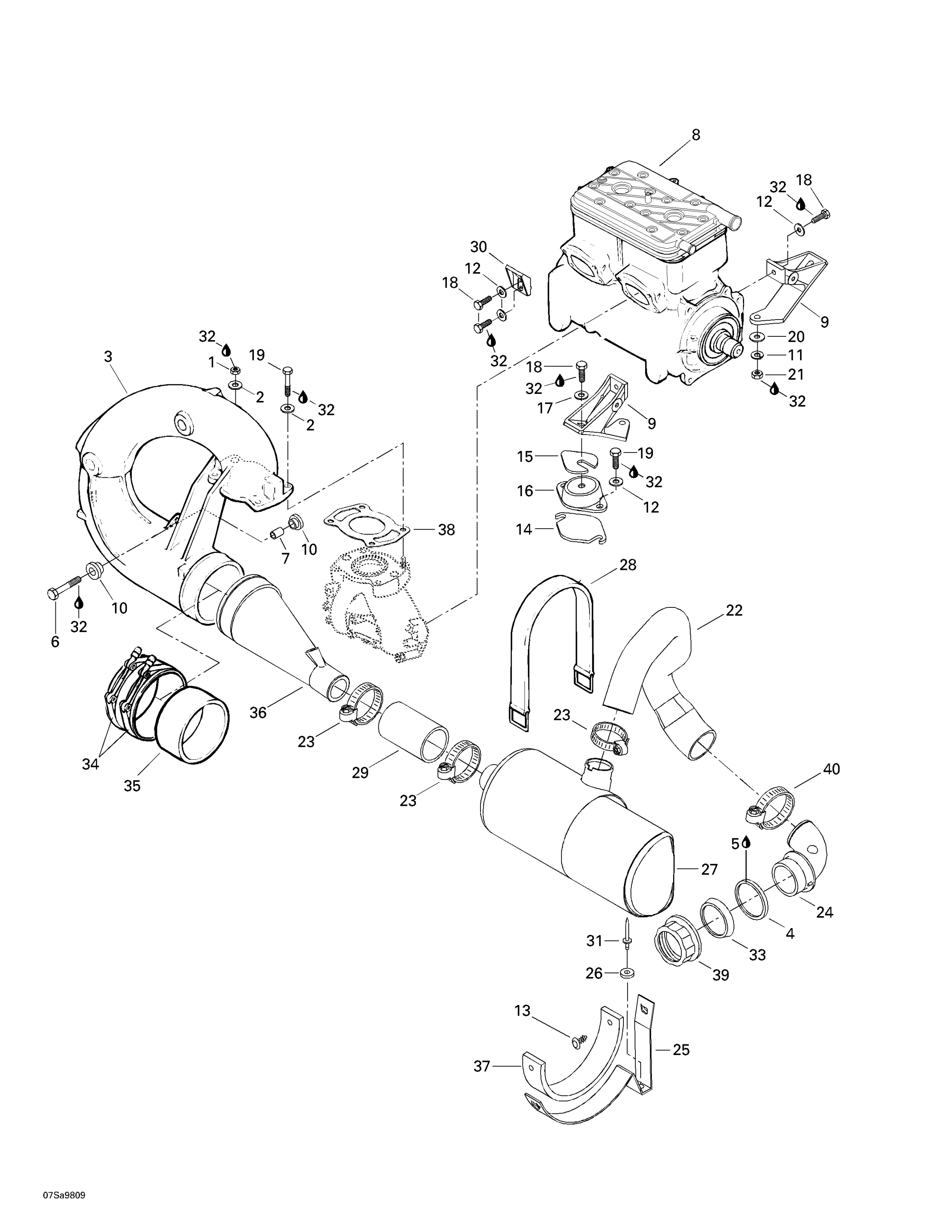Схема узла: Engine Support And Muffler