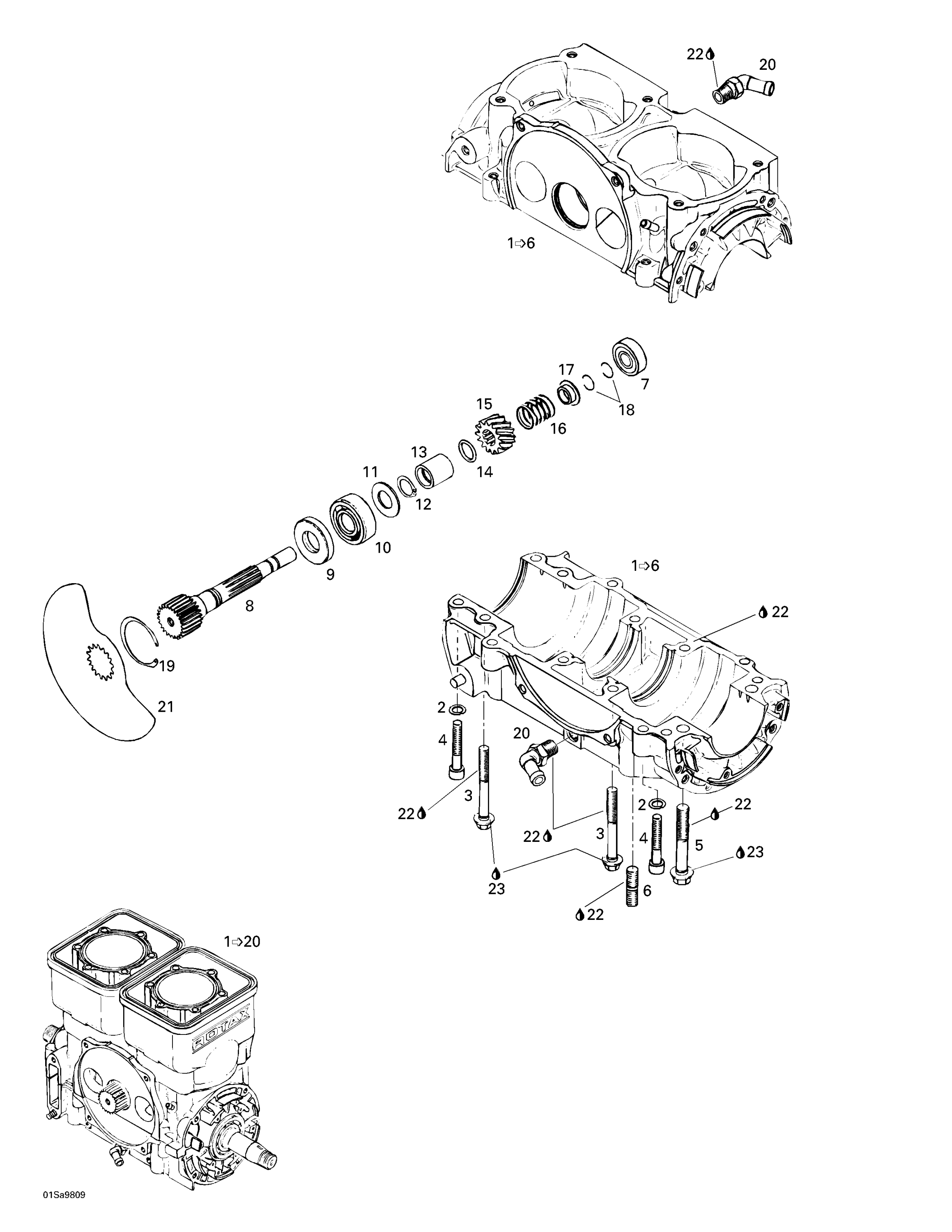 Схема узла: Crankcase, Rotary Valve