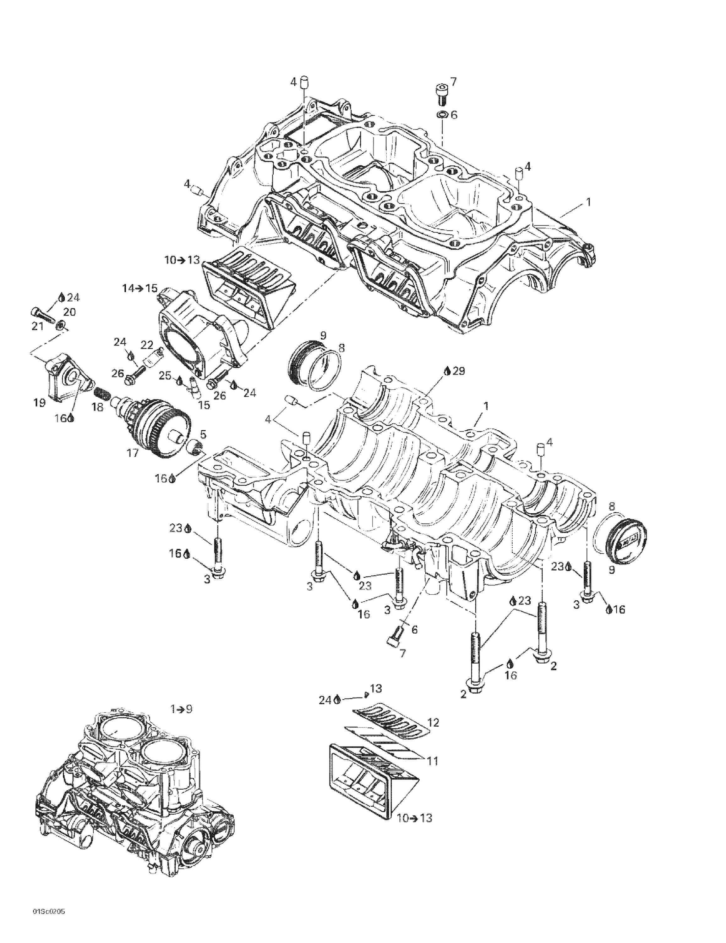 Схема узла: Crankcase, Reed Valve