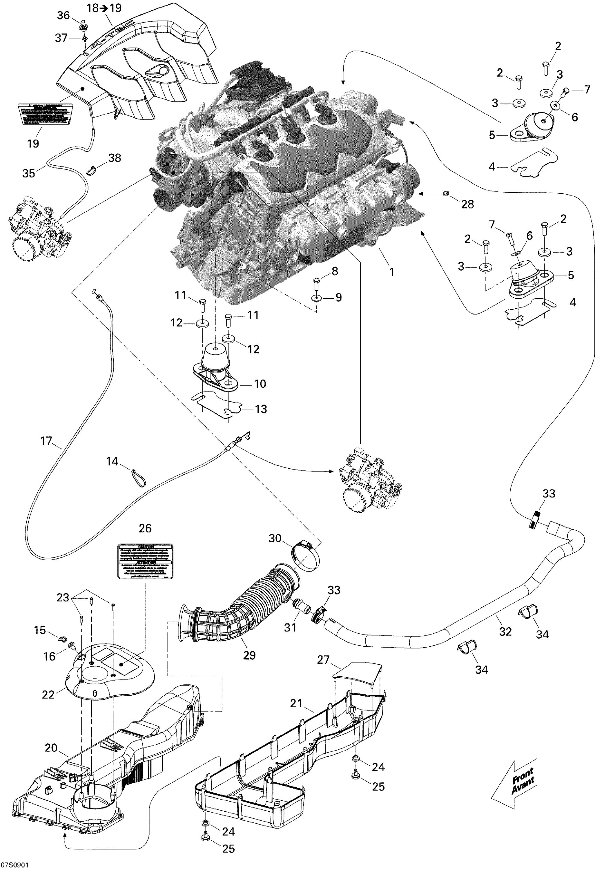 Схема узла: Engine And Air Intake Silencer