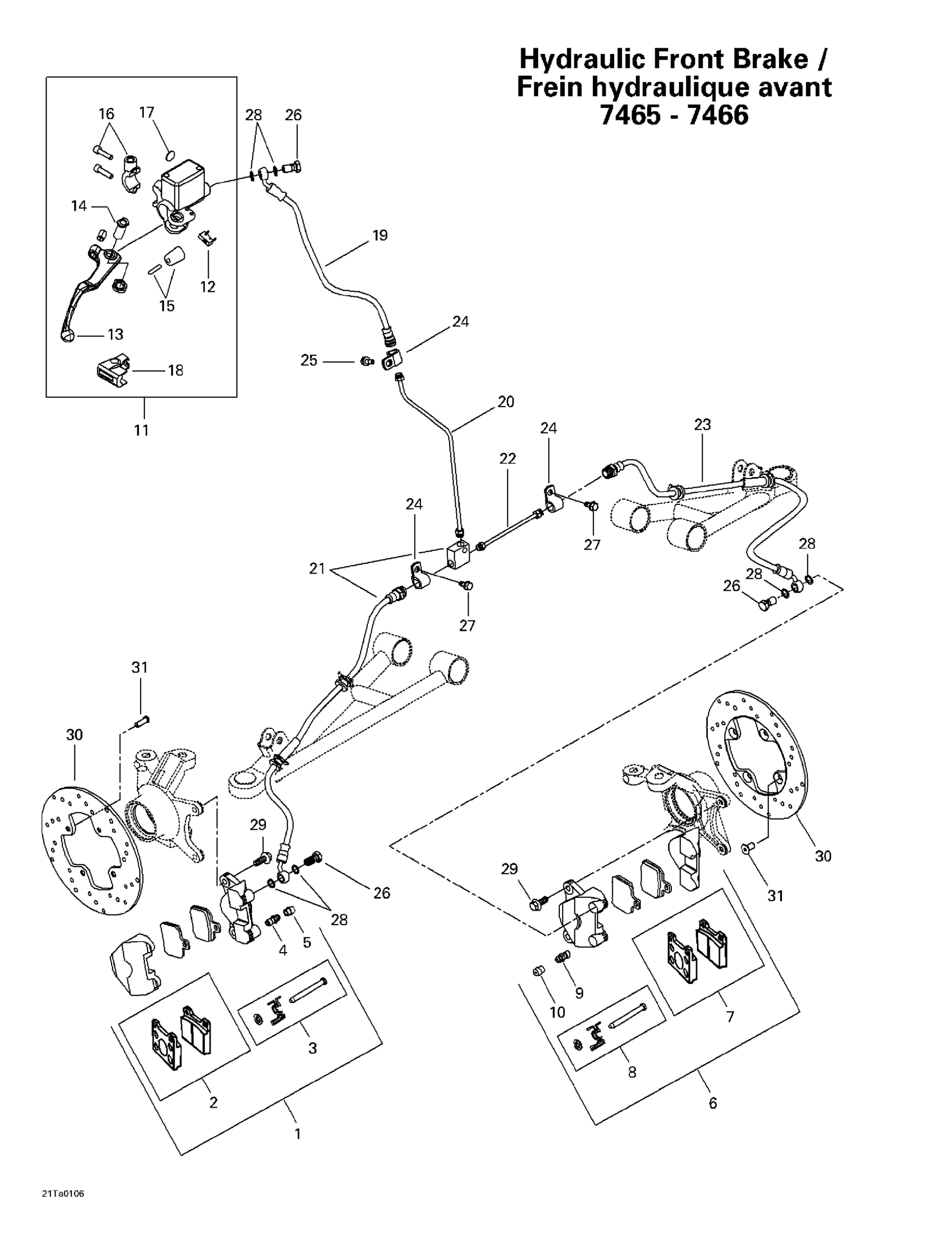 Схема узла: Hydraulic Front Brake (7465 - 7466)