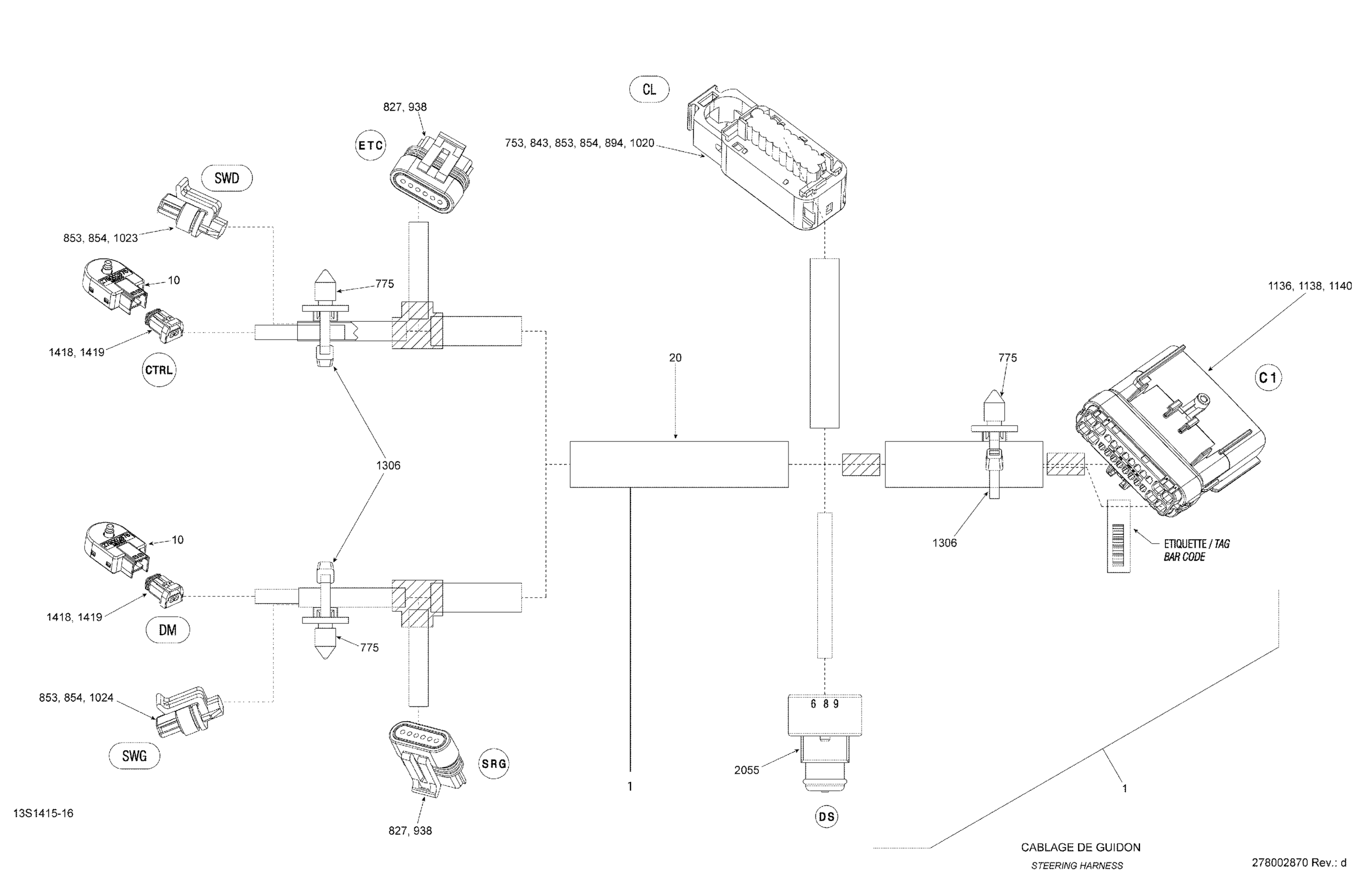 Схема узла: Electrical Harness Steering_13S1415