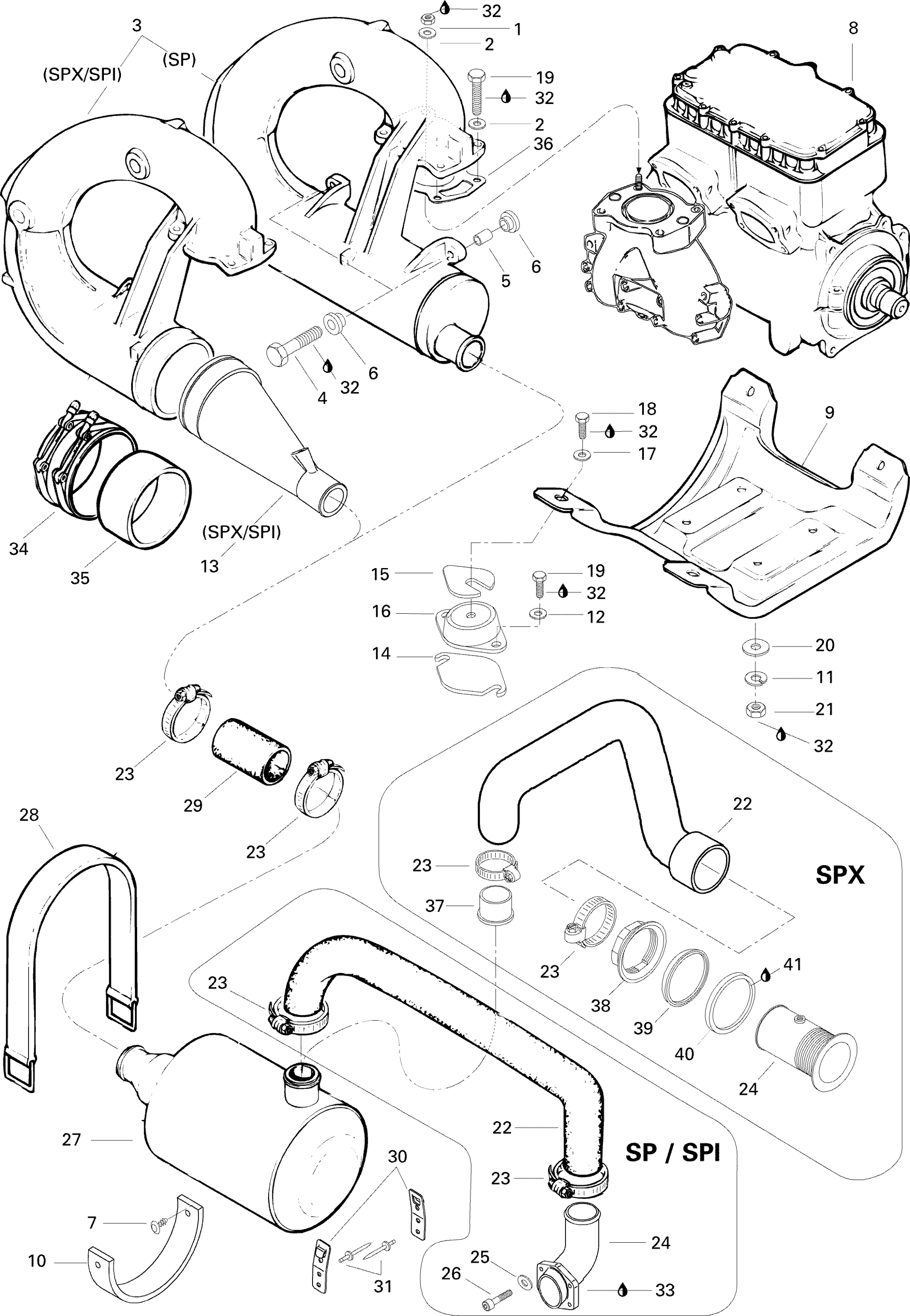Схема узла: Exhaust System SPI