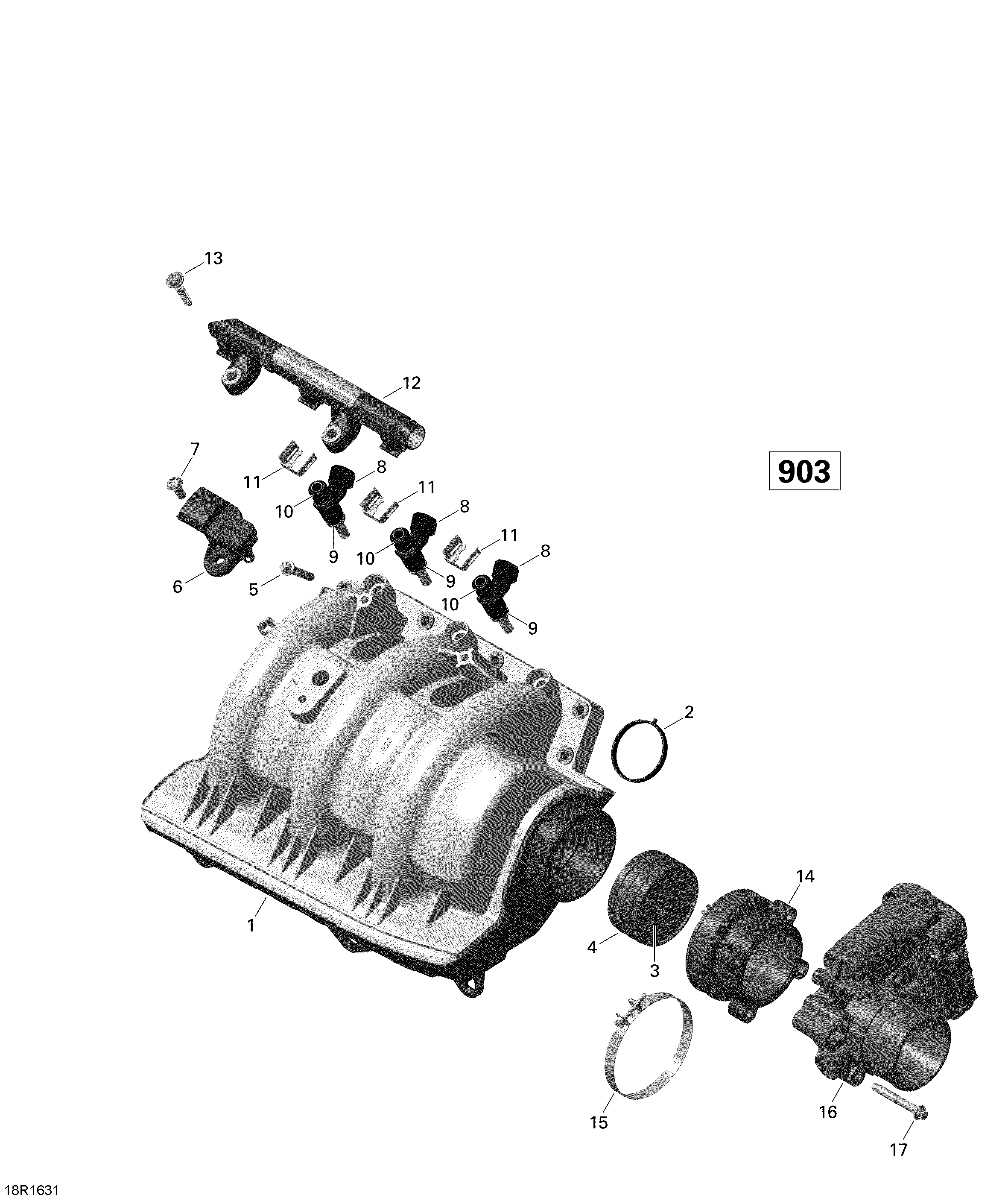 Схема узла: Air Intake Manifold and Throttle Body - 900-900 HO ACE