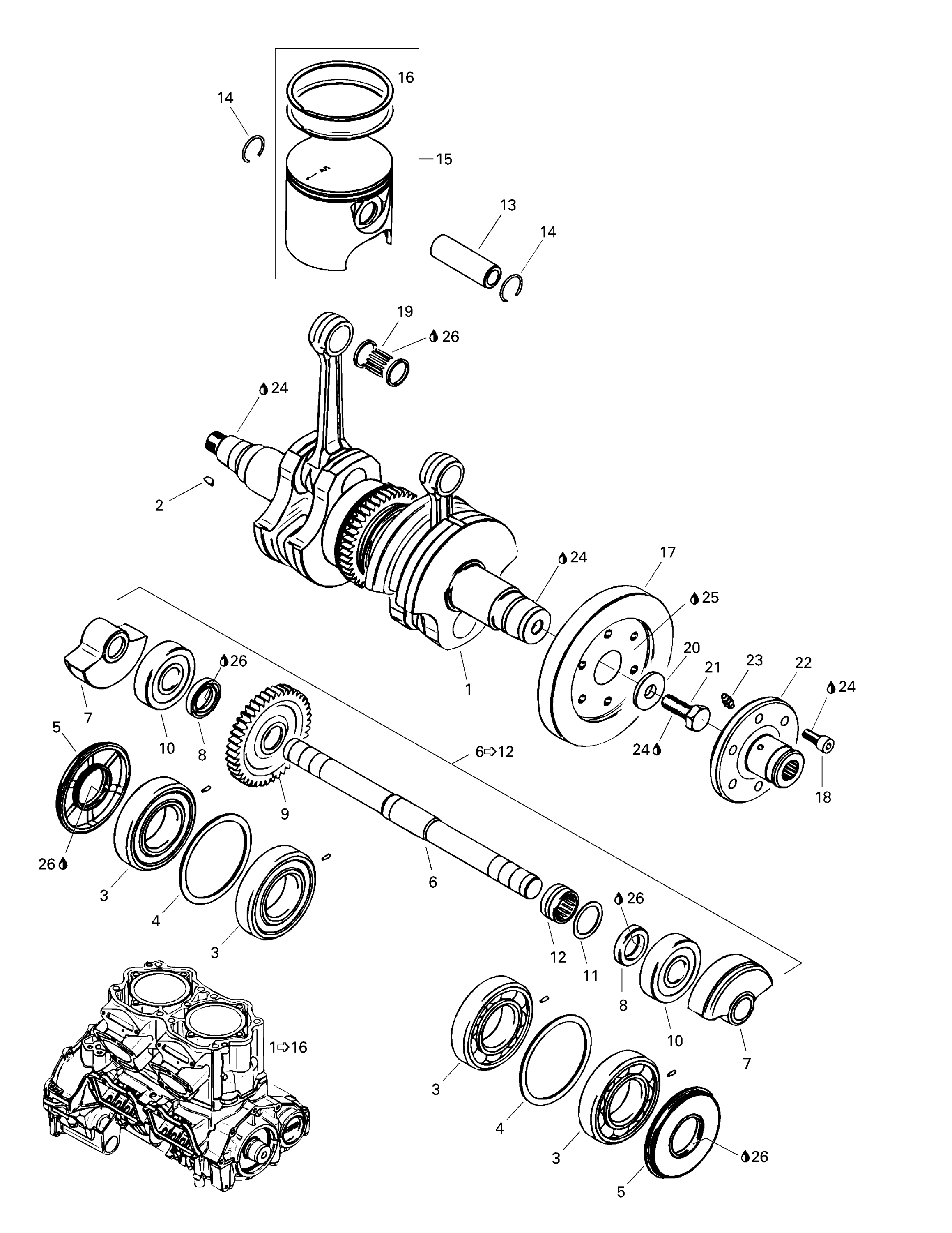Схема узла: Crankshaft And Pistons