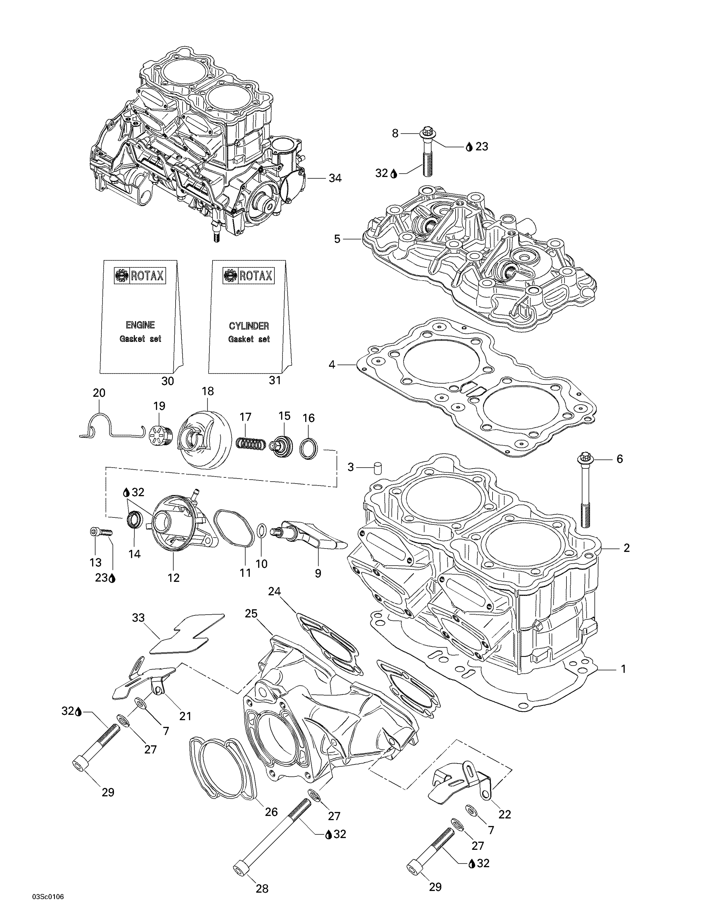 Схема узла: Cylinder, Exhaust Manifold