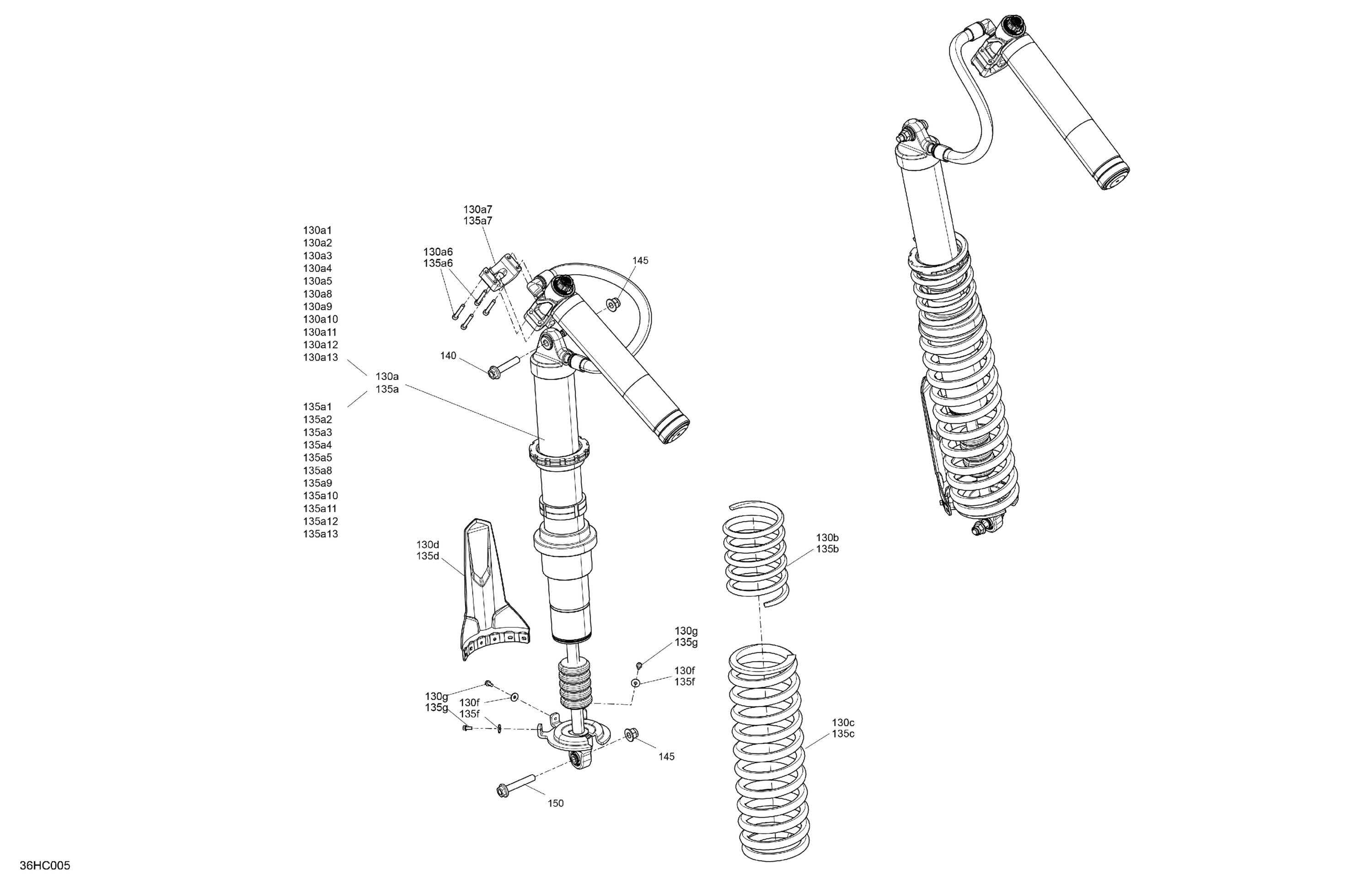 Схема узла: Suspension - Rear Shocks