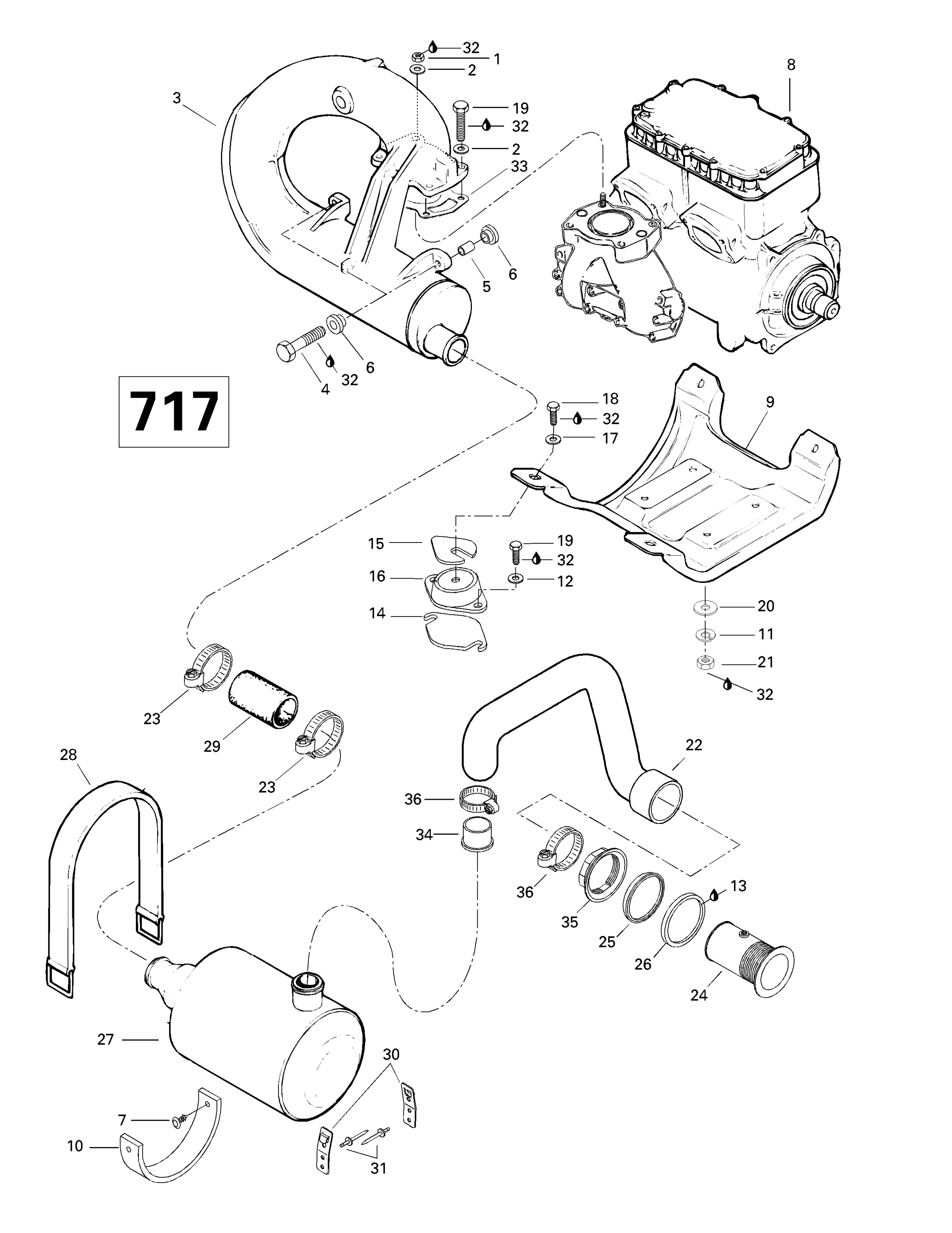 Engine Support And Muffler (717)