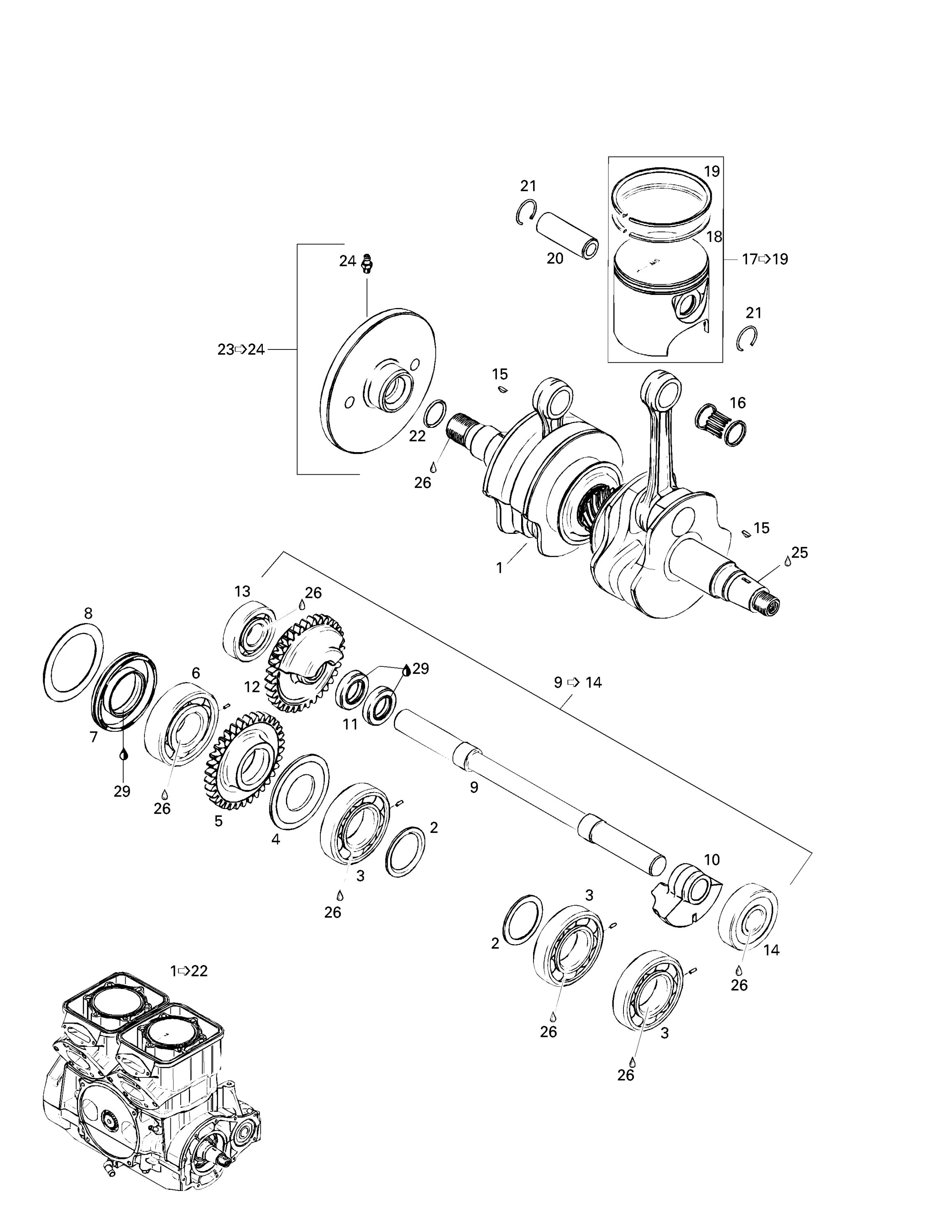 Схема узла: Crankshaft And Pistons