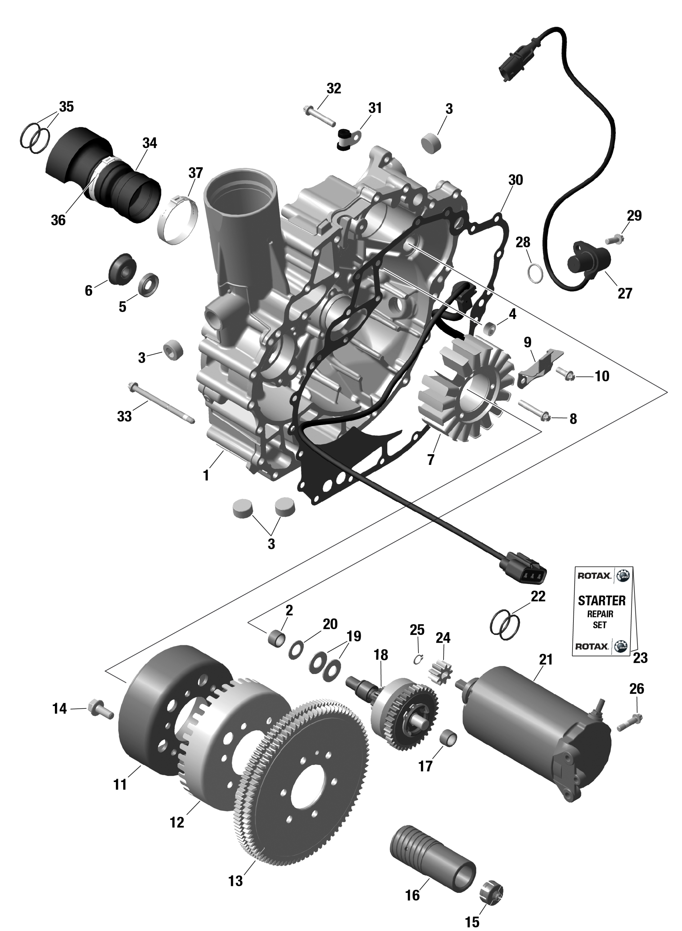 Схема узла: ROTAX - Magneto and Electric Starter - No IDF