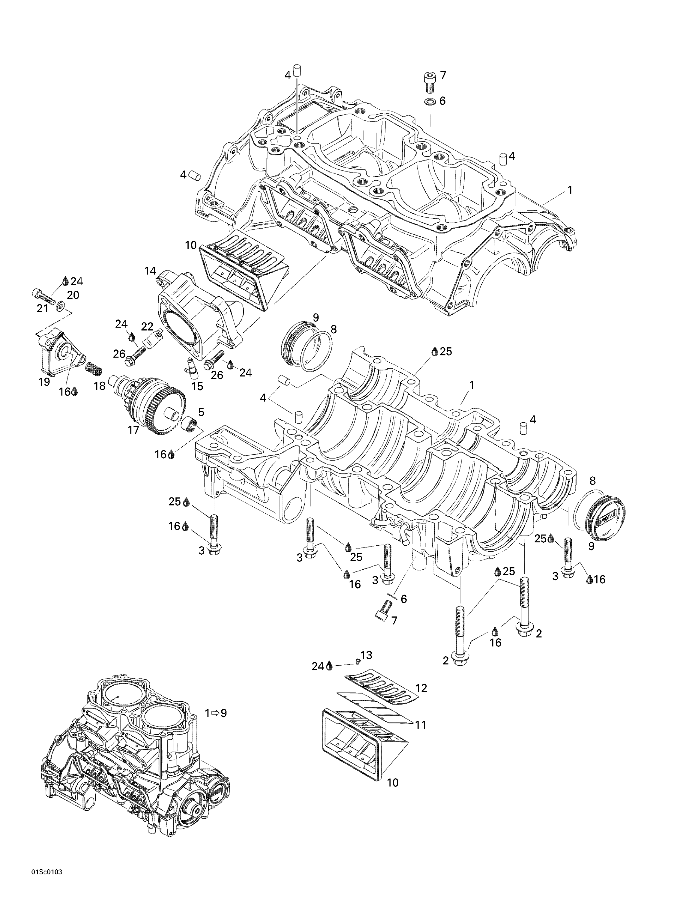Схема узла: Crankcase, Reed Valve