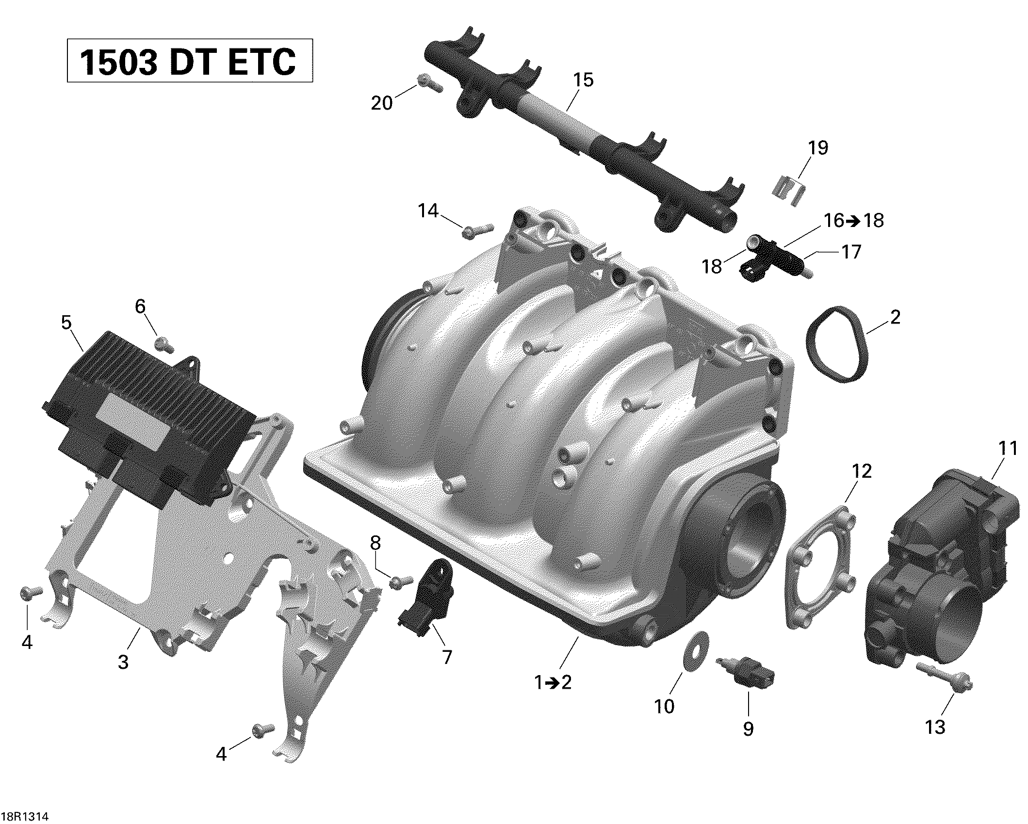 Схема узла: Air Intake Manifold And Throttle Body 2
