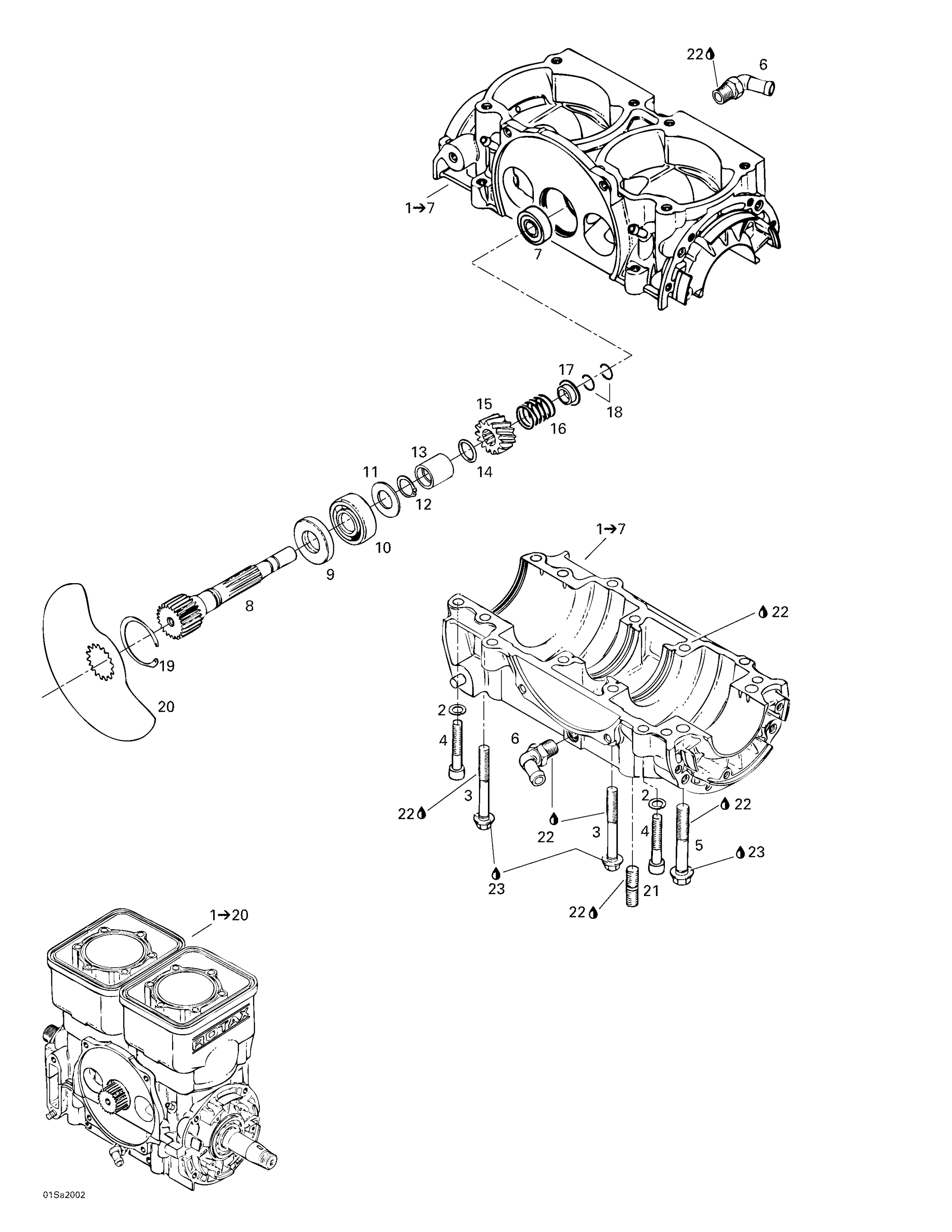 Схема узла: Crankcase, Rotary Valve