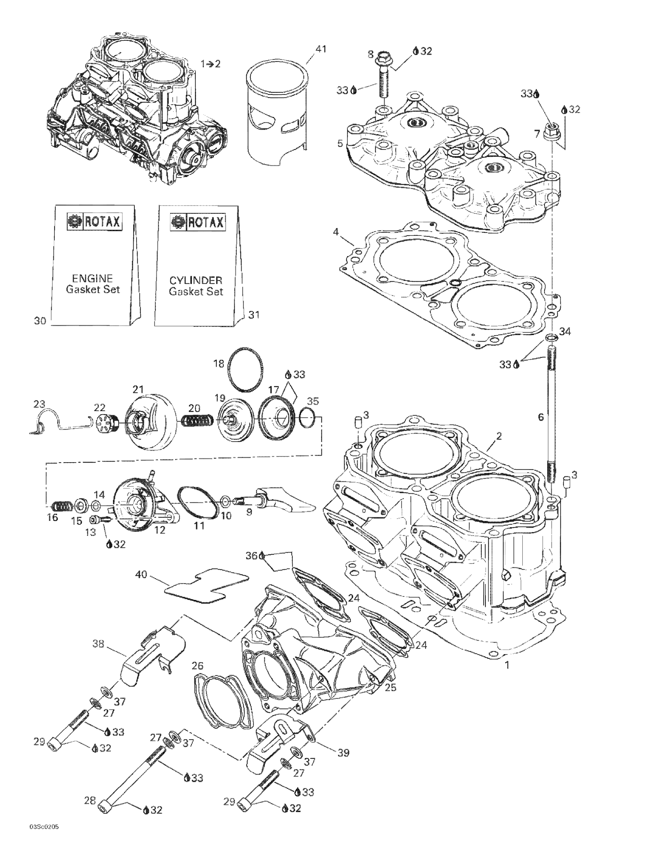 Схема узла: Cylinder, Exhaust Manifold