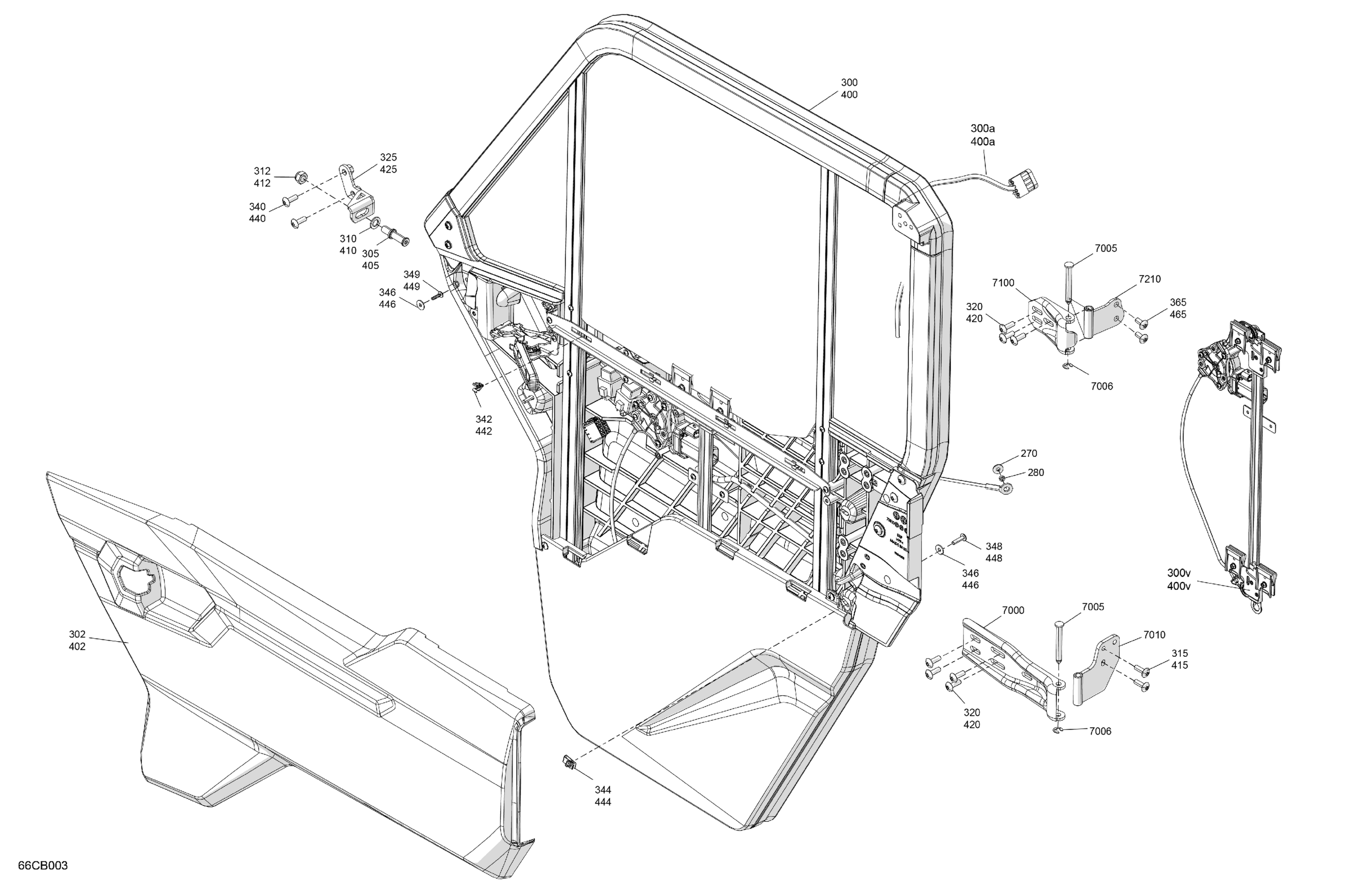 Схема узла: Enclosure Cab - Front Doors