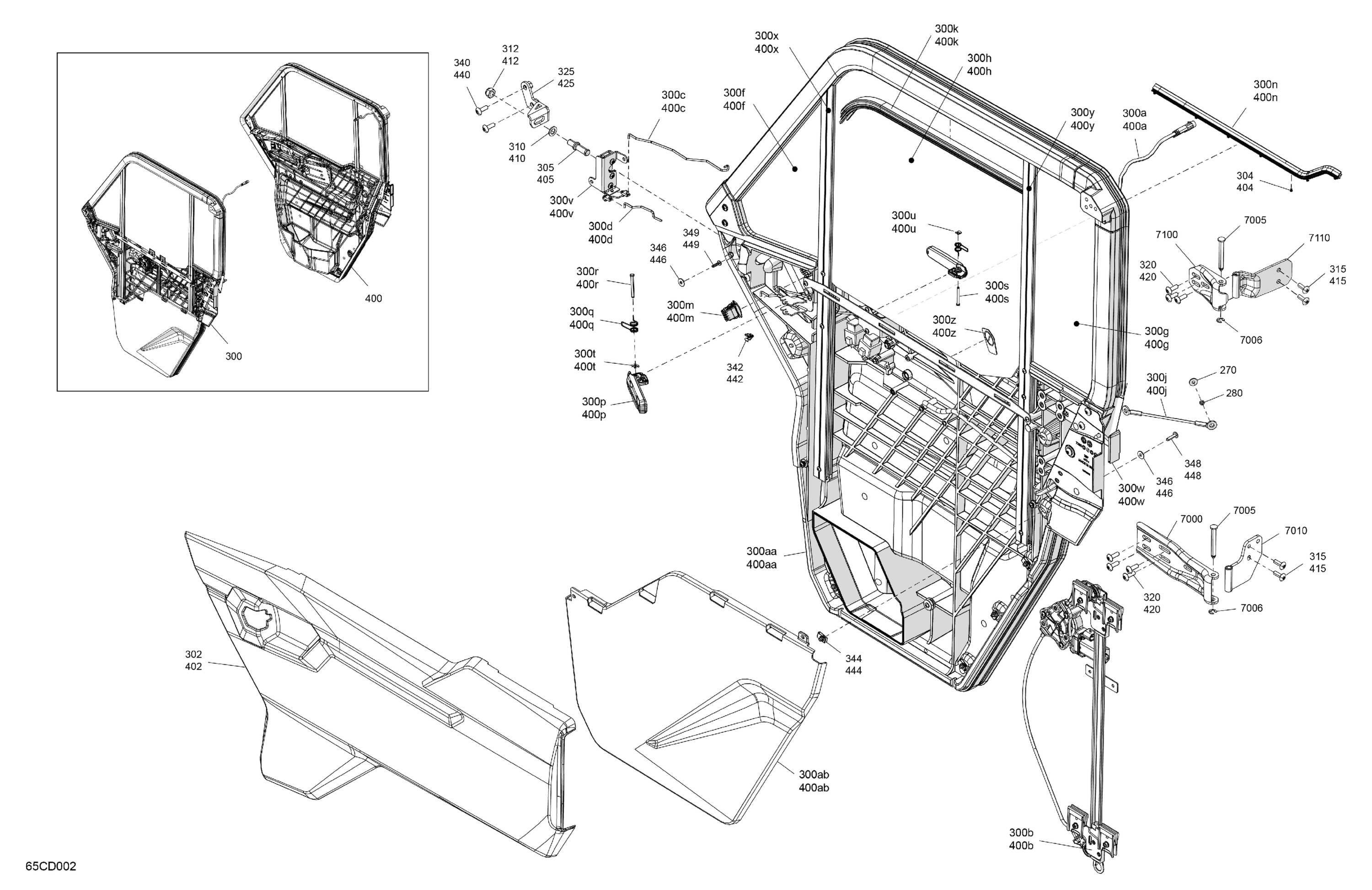Схема узла: Enclosure Cab - Front Doors