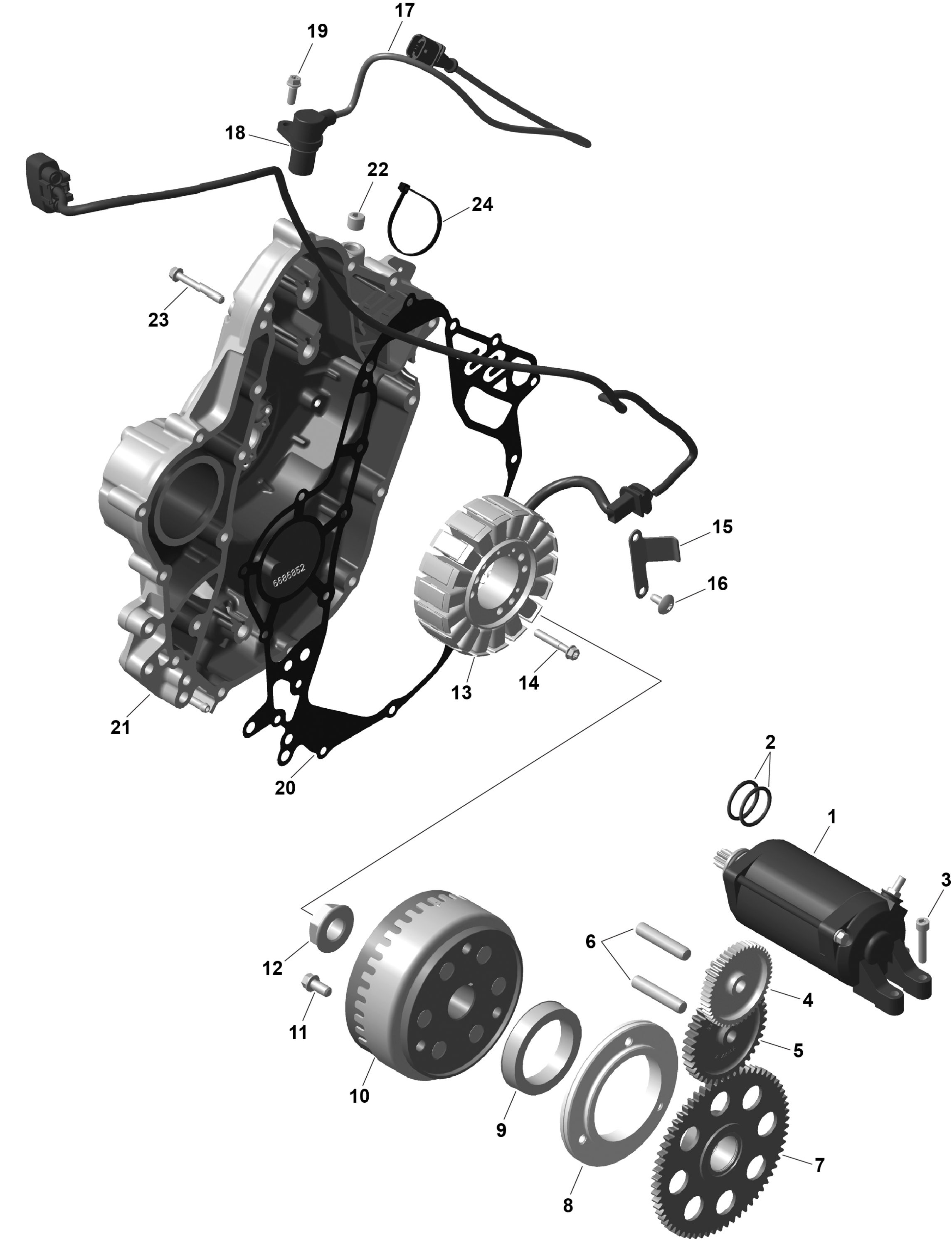 Схема узла: ROTAX - Magneto and Electric Starter