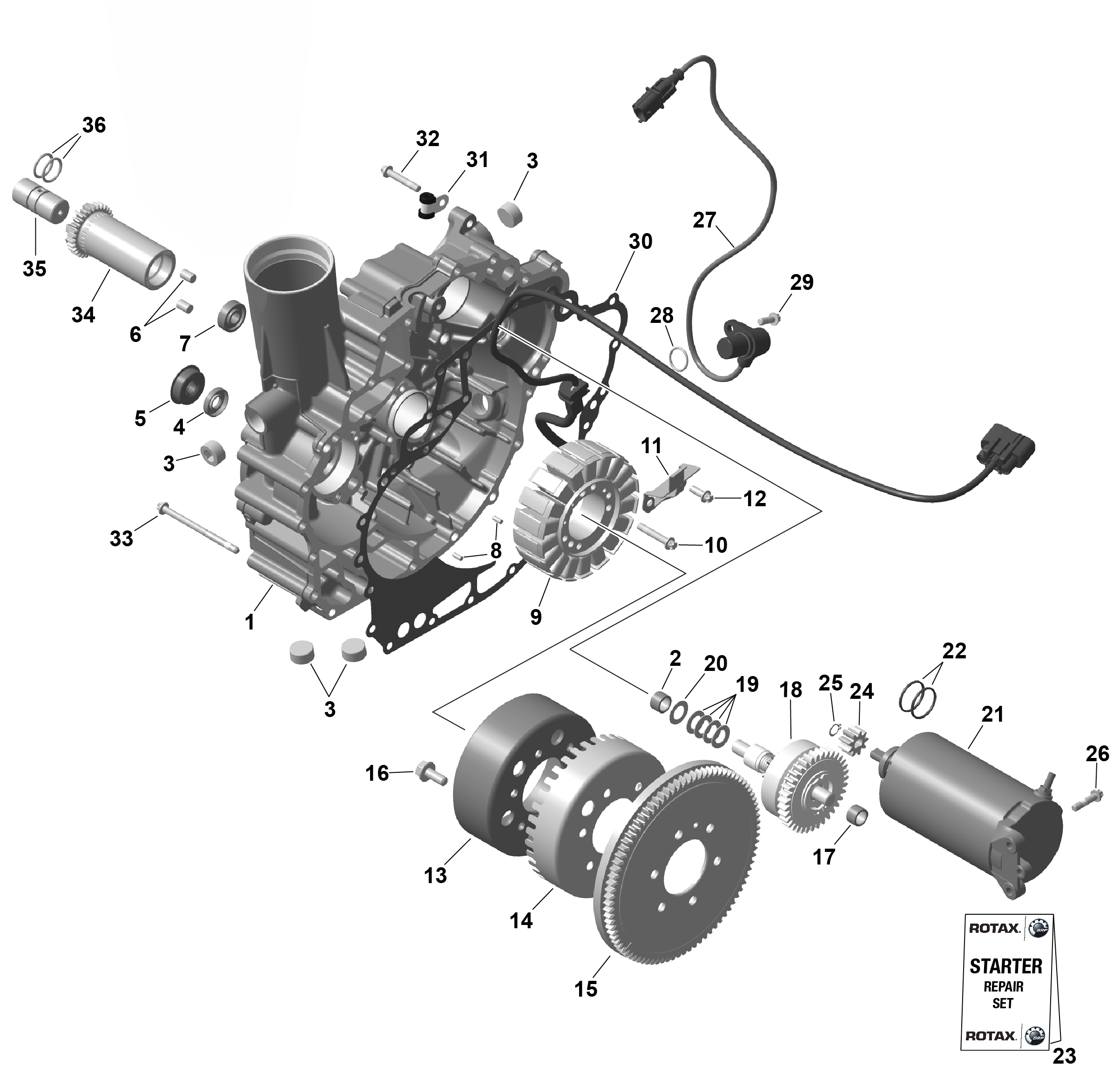 Схема узла: ROTAX - Magneto and Electric Starter
