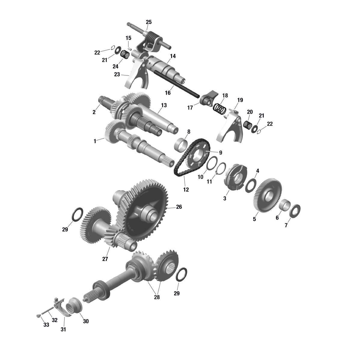 Схема узла: ROTAX - Gear Box 2 - 686 888 - Tremec- 2nd Generation