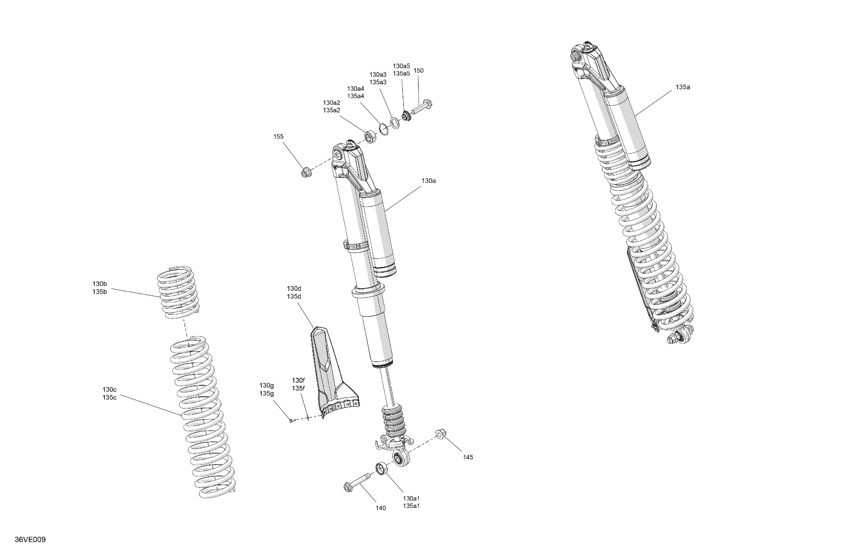 Схема узла: Suspension - Rear Shocks