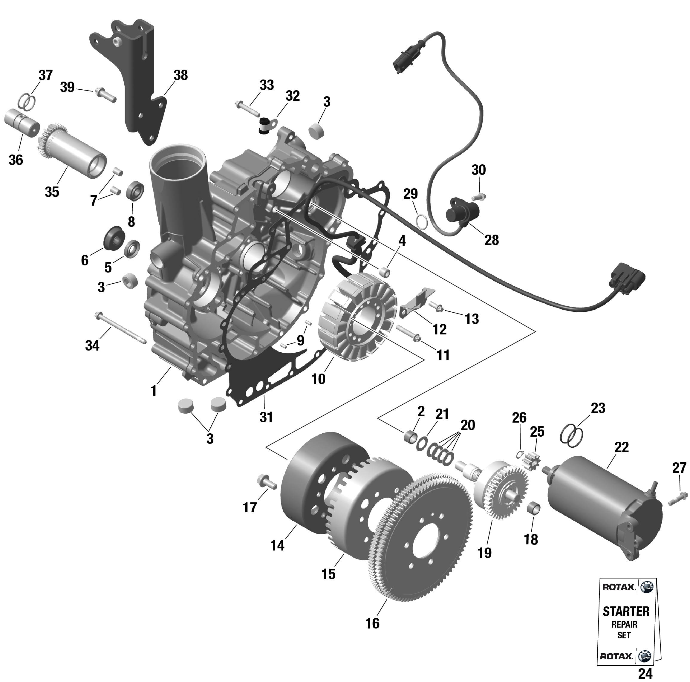 Схема узла: ROTAX - Magneto and Electric Starter