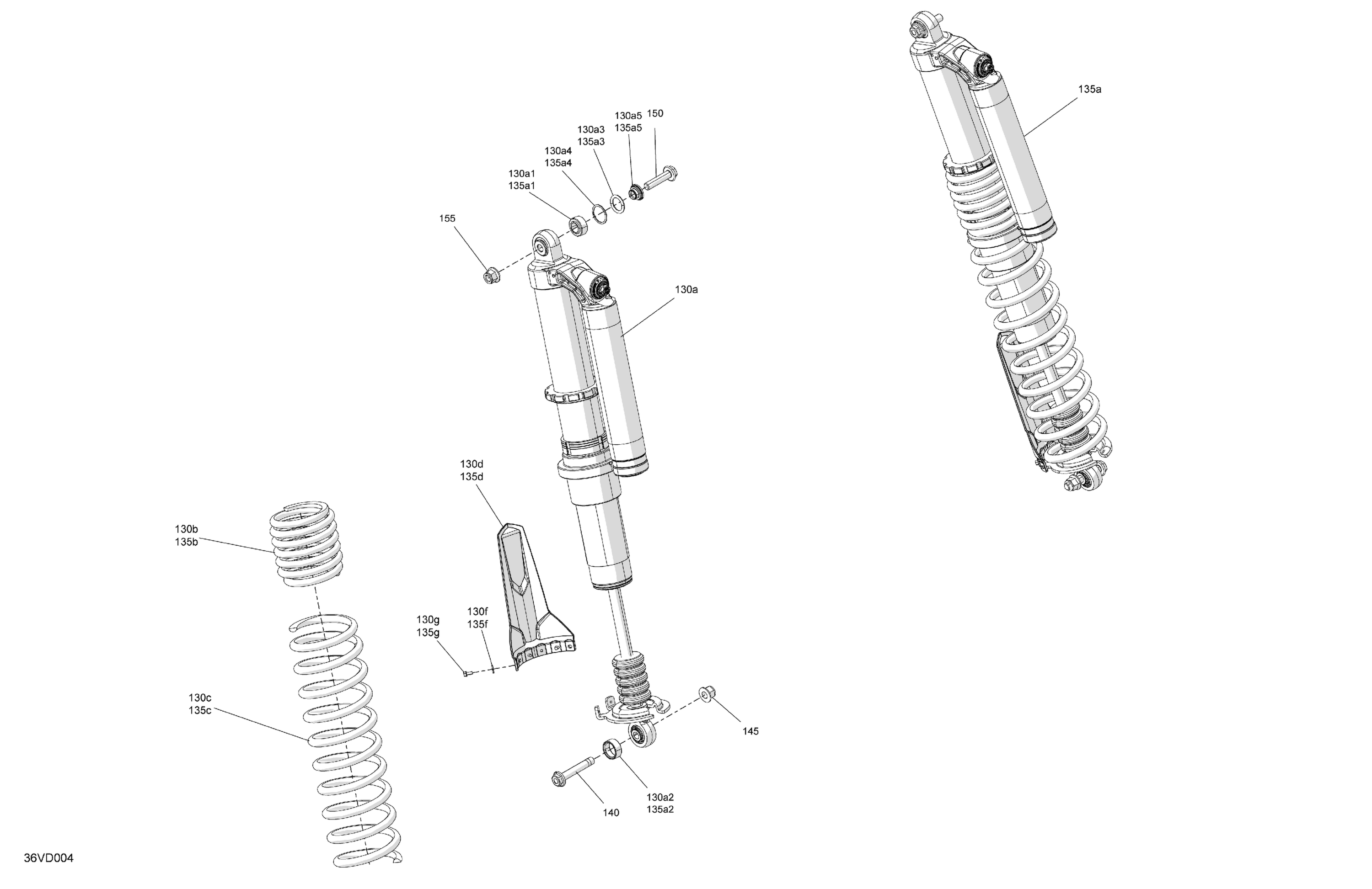 Схема узла: Suspension - Rear Shocks