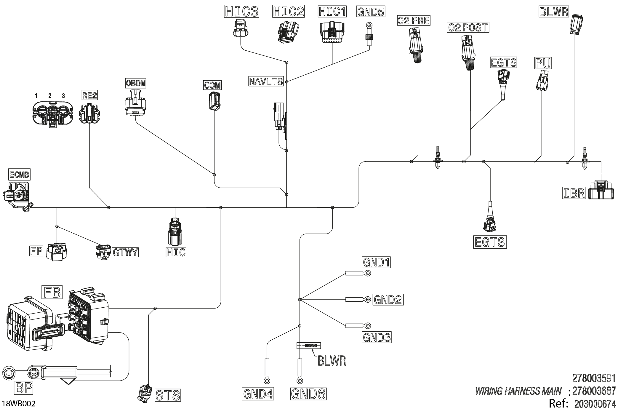 Схема узла: ELECTRIC - Main Harness - 278003687 - Cat