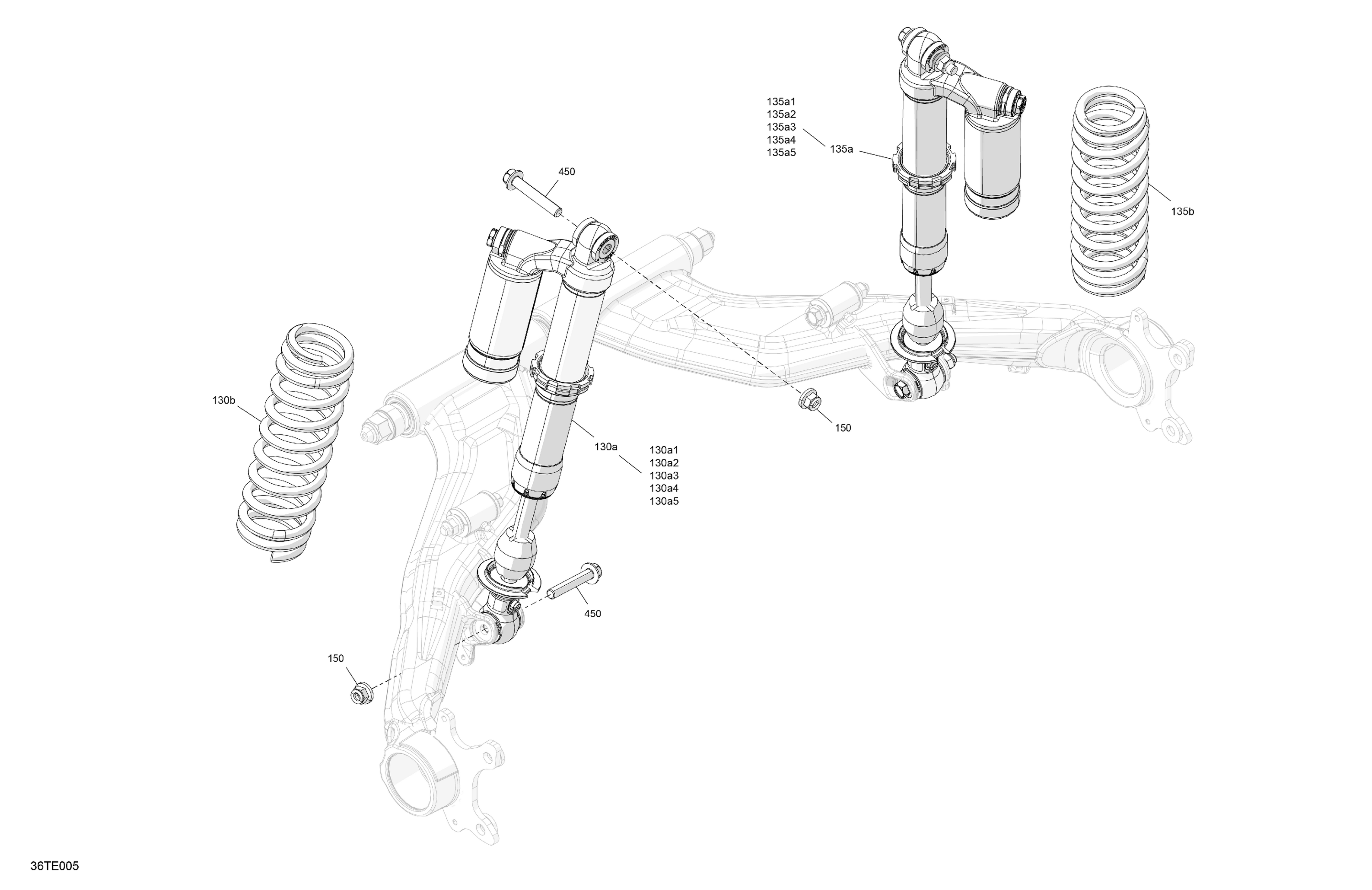 Схема узла: Suspension - Rear Shocks