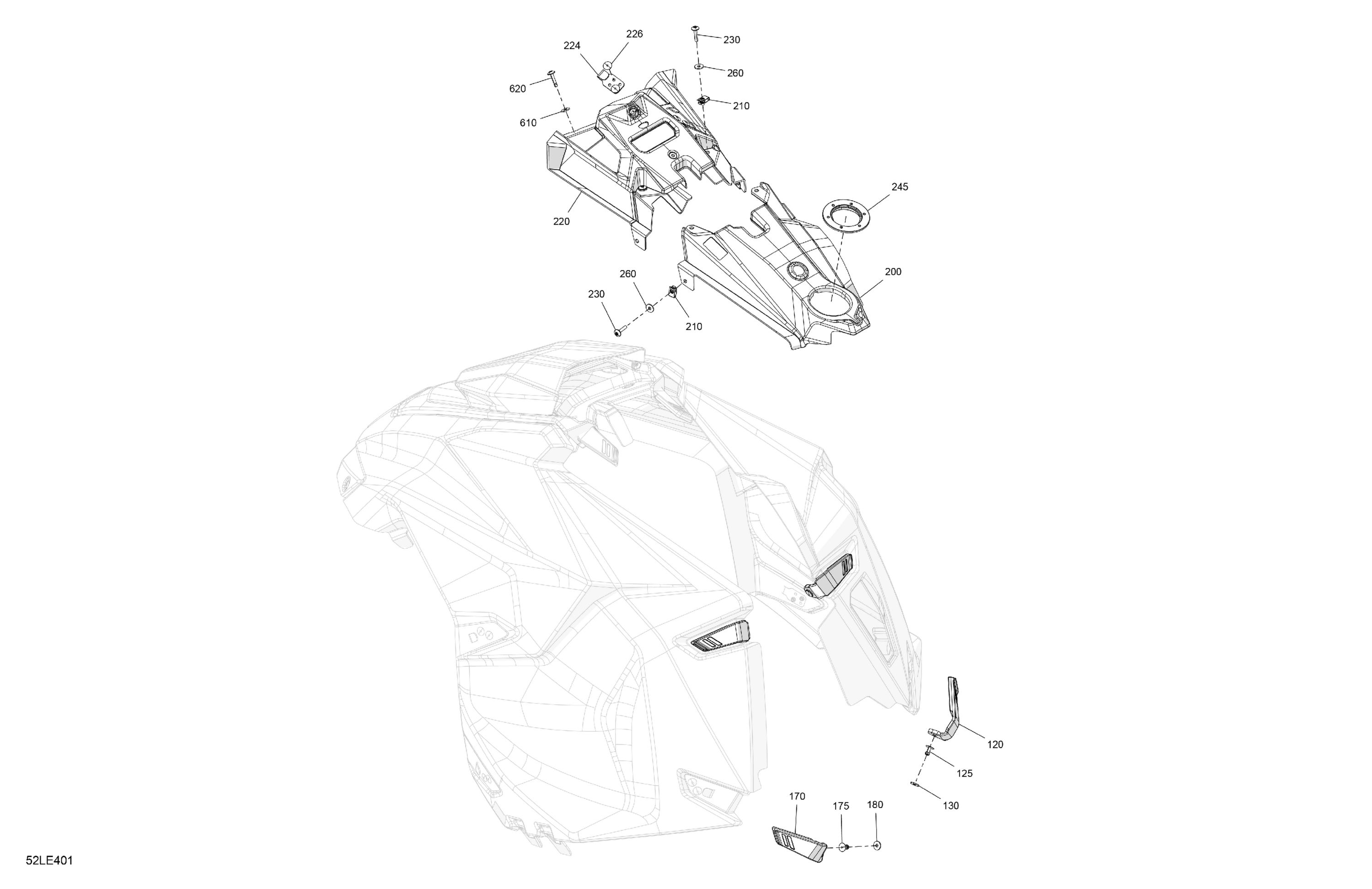 Схема узла: Body - Hood Section and WindShield