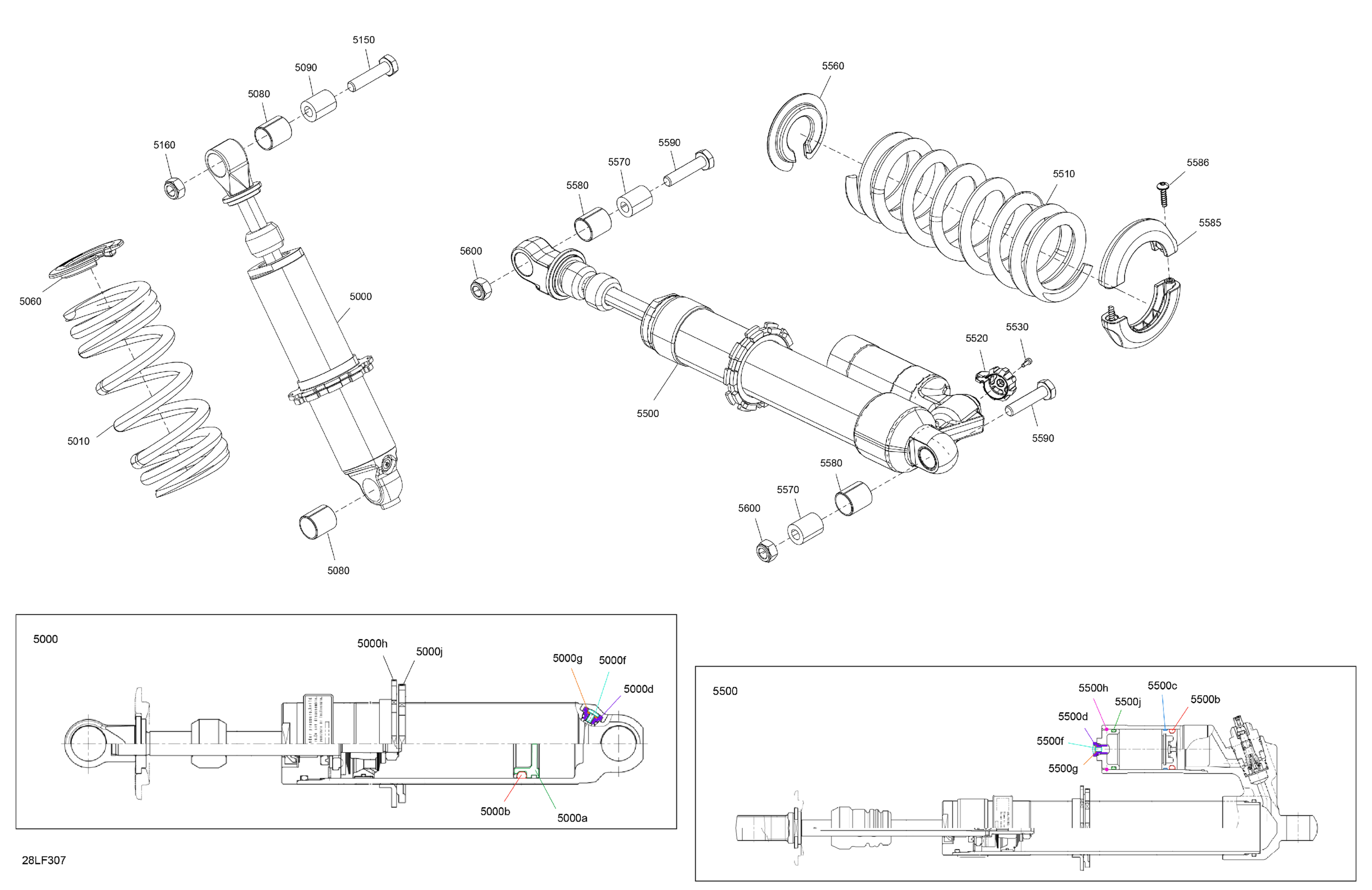 Схема узла: Suspension - Rear Shocks