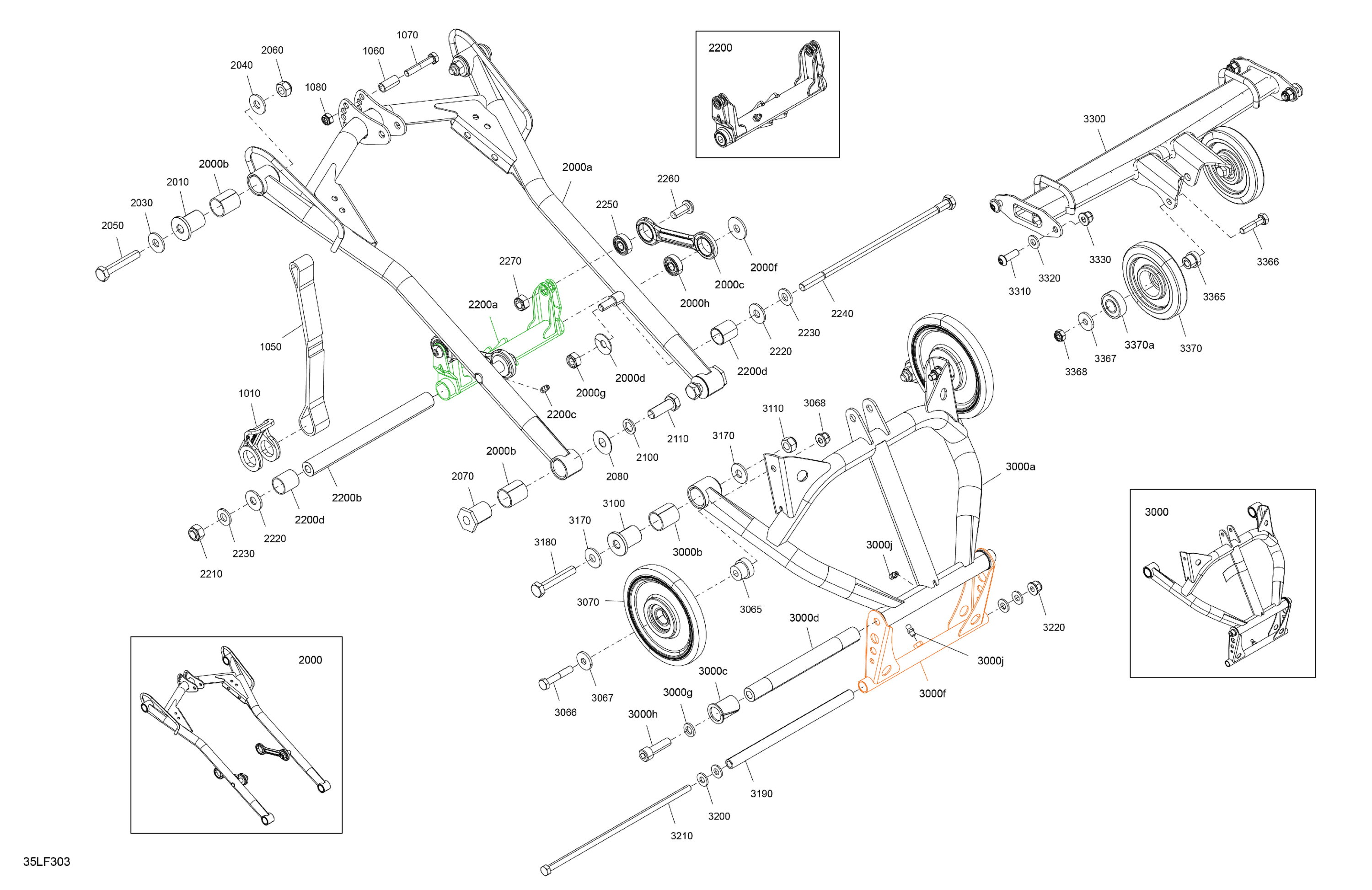 Схема узла: Suspension - Rear - Upper Section
