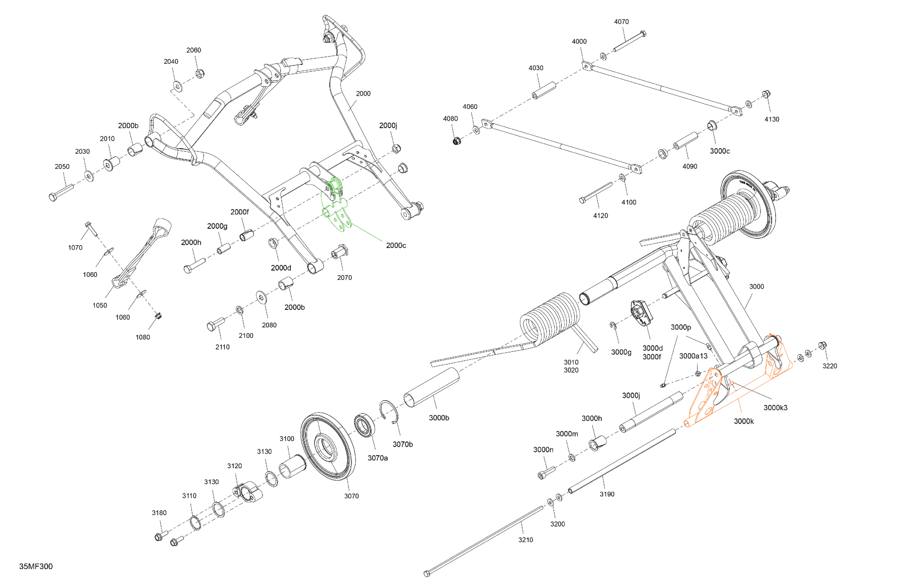 Схема узла: Suspension - Rear - Upper Section