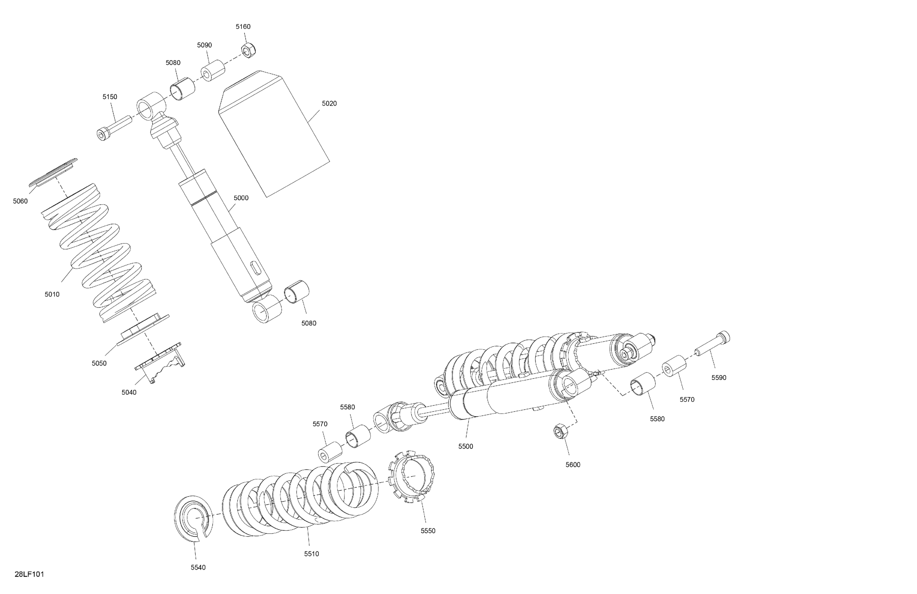 Схема узла: Suspension - Rear Shocks