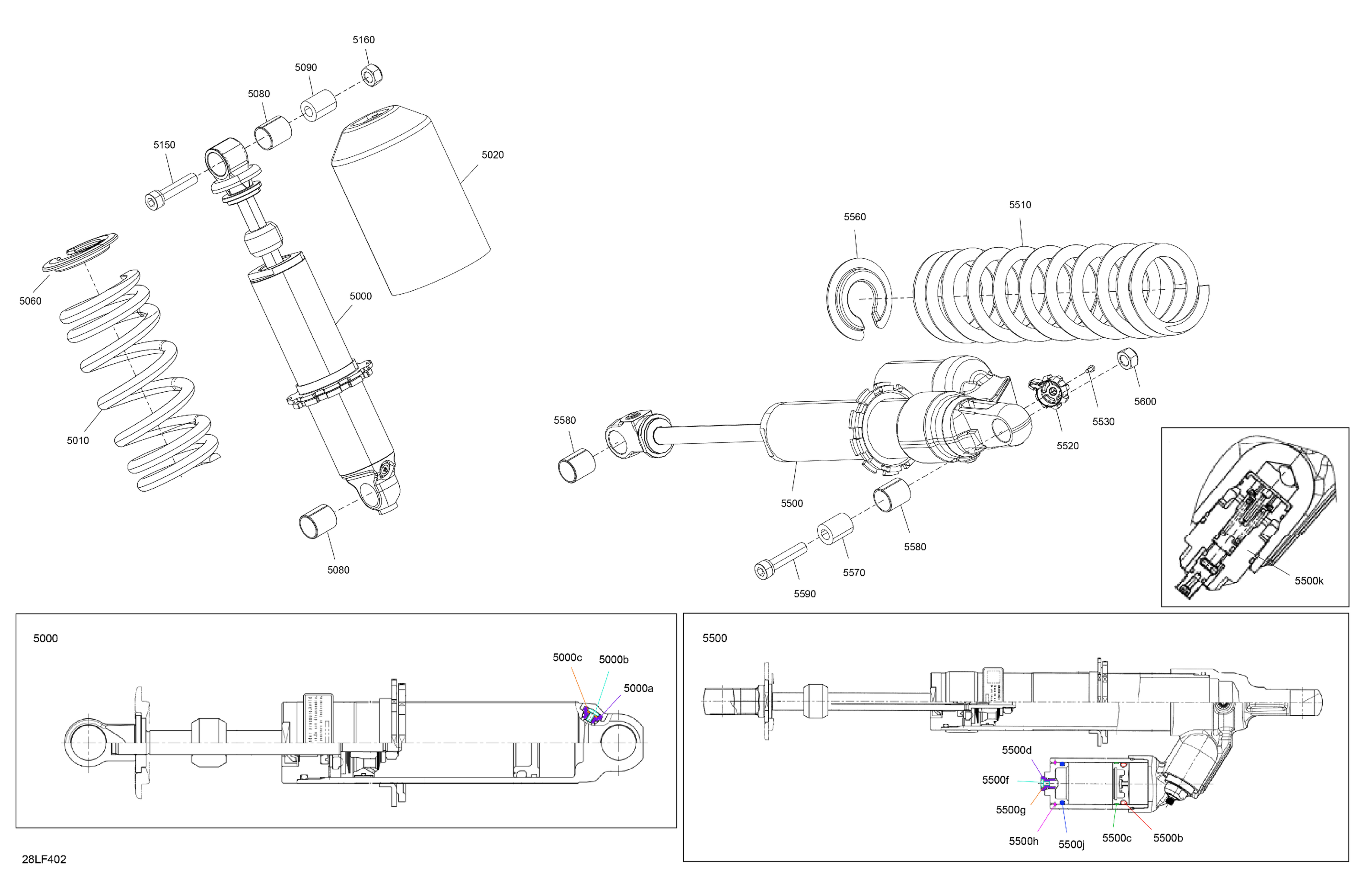 Схема узла: Suspension - Rear Shocks