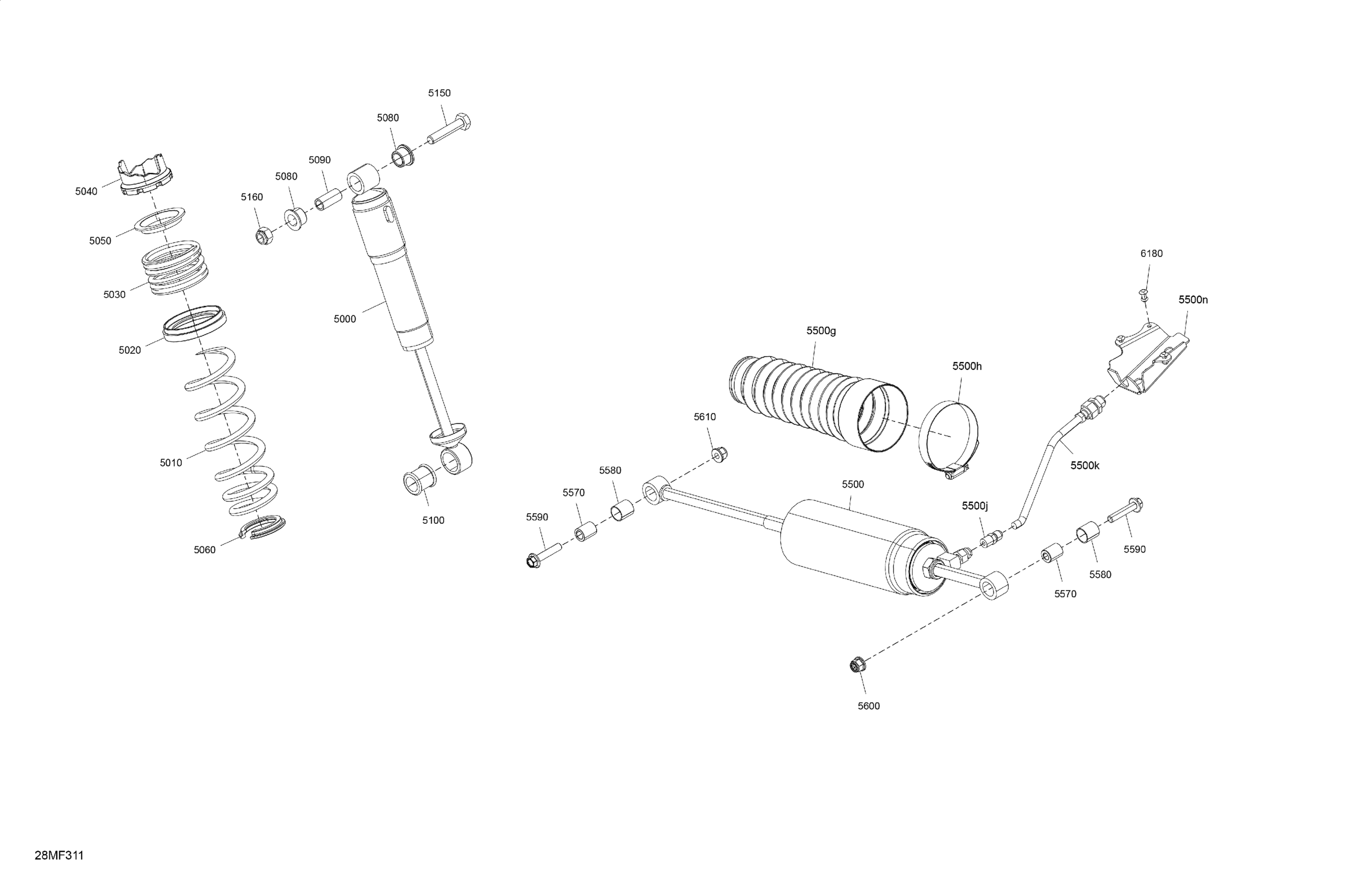 Схема узла: Suspension - Rear Shocks