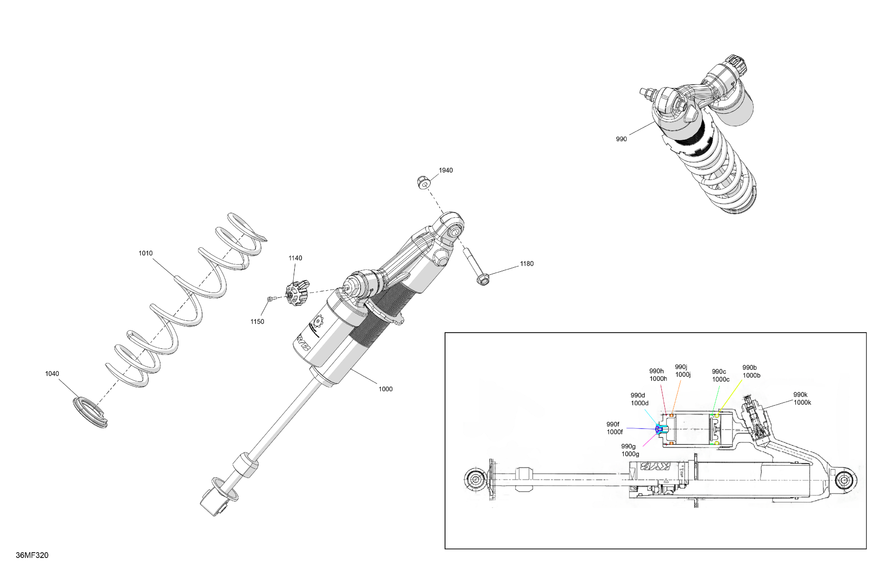 Схема узла: Suspension - Front Shock