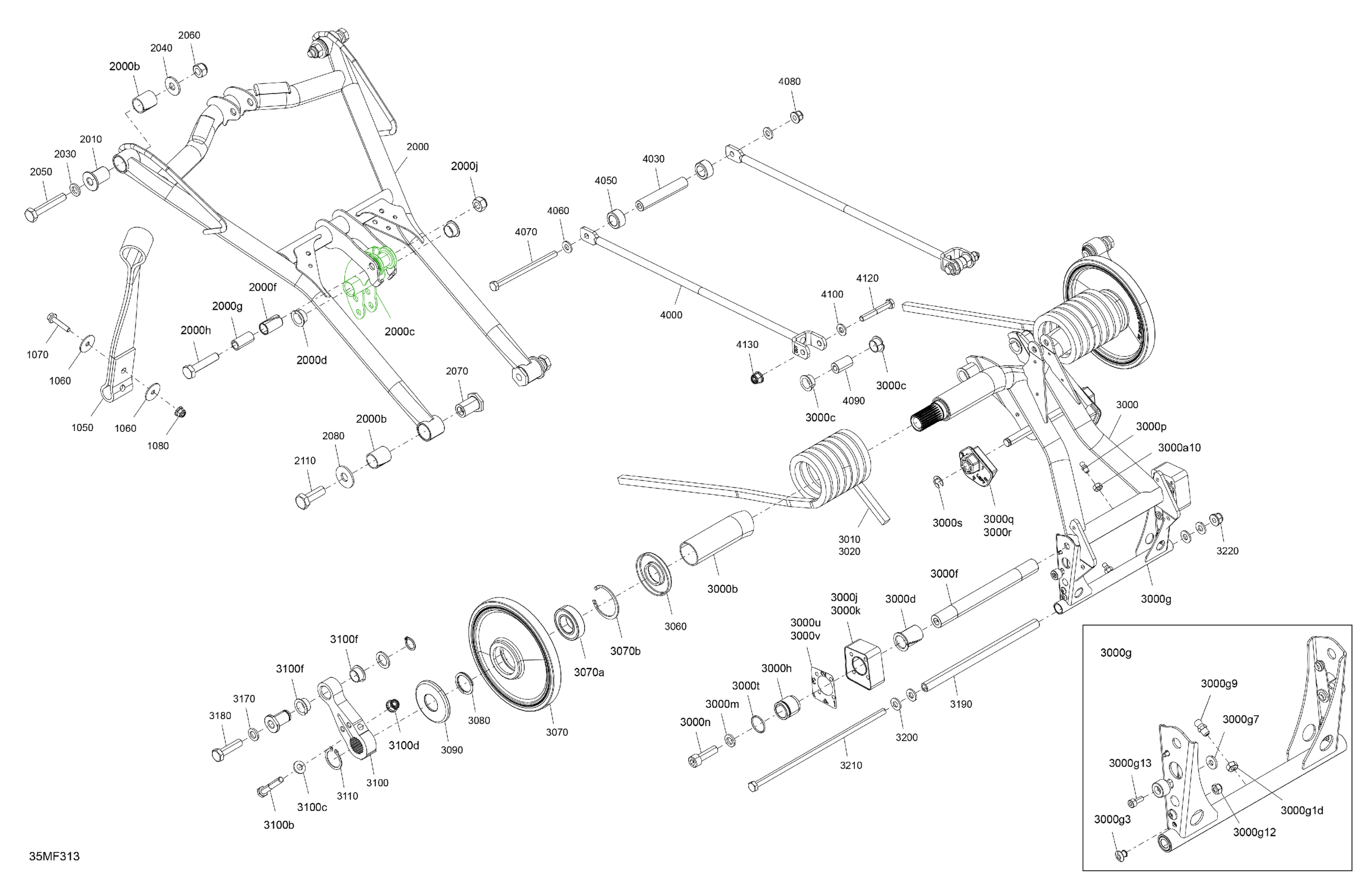 Схема узла: Suspension - Rear - Upper Section