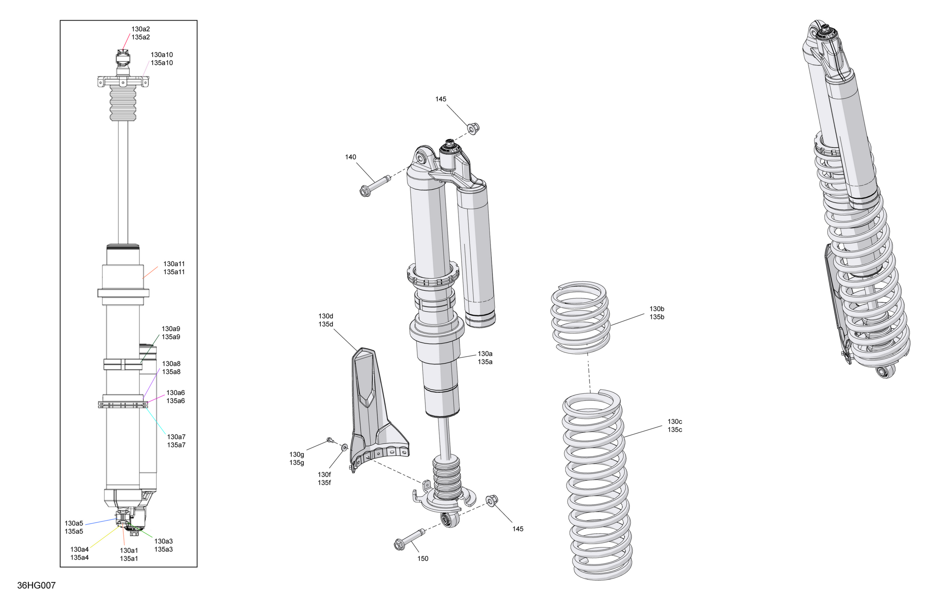Схема узла: Suspension - Rear Shocks