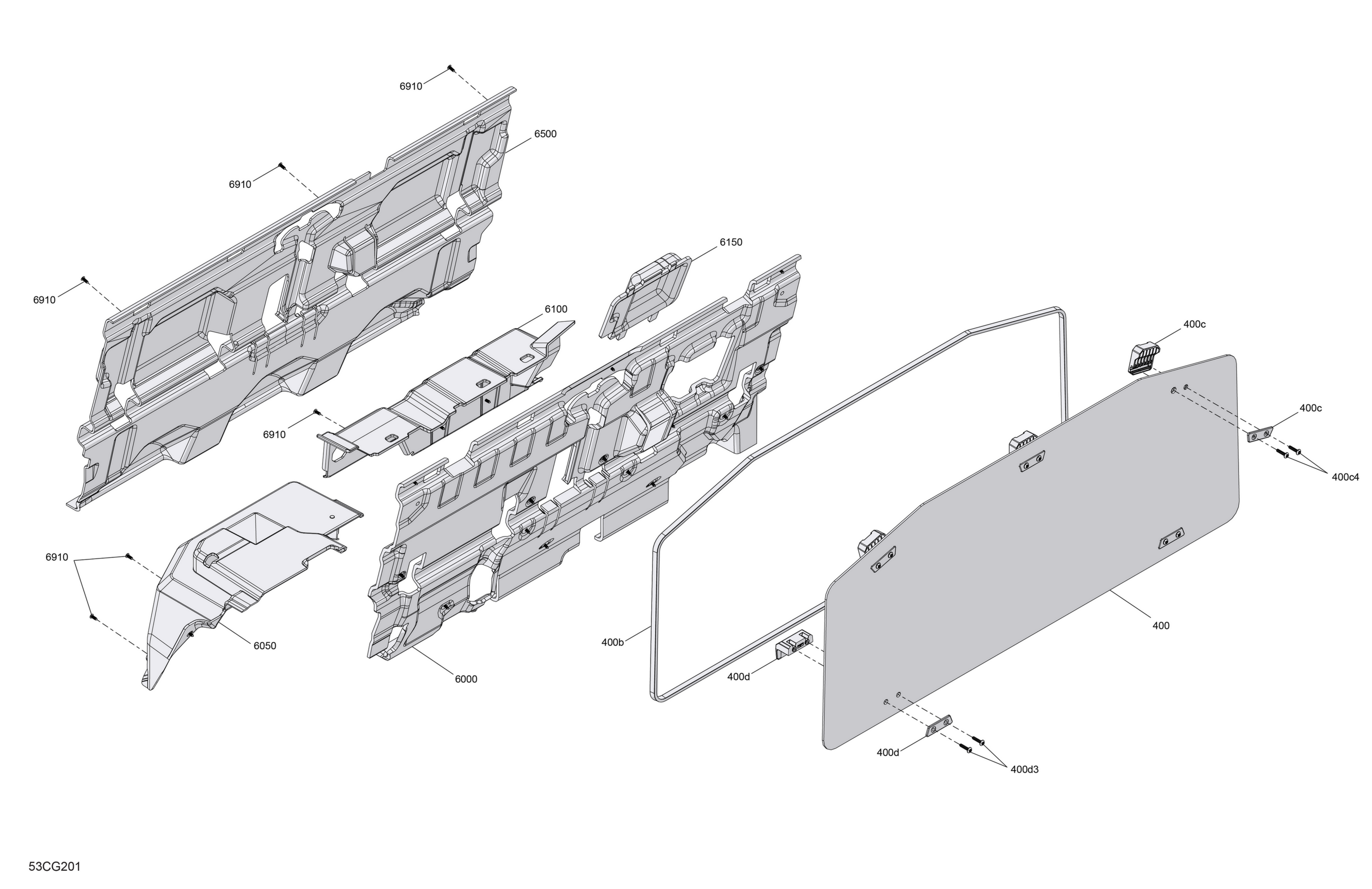 Схема узла: Enclosure Cab - Rear Wall
