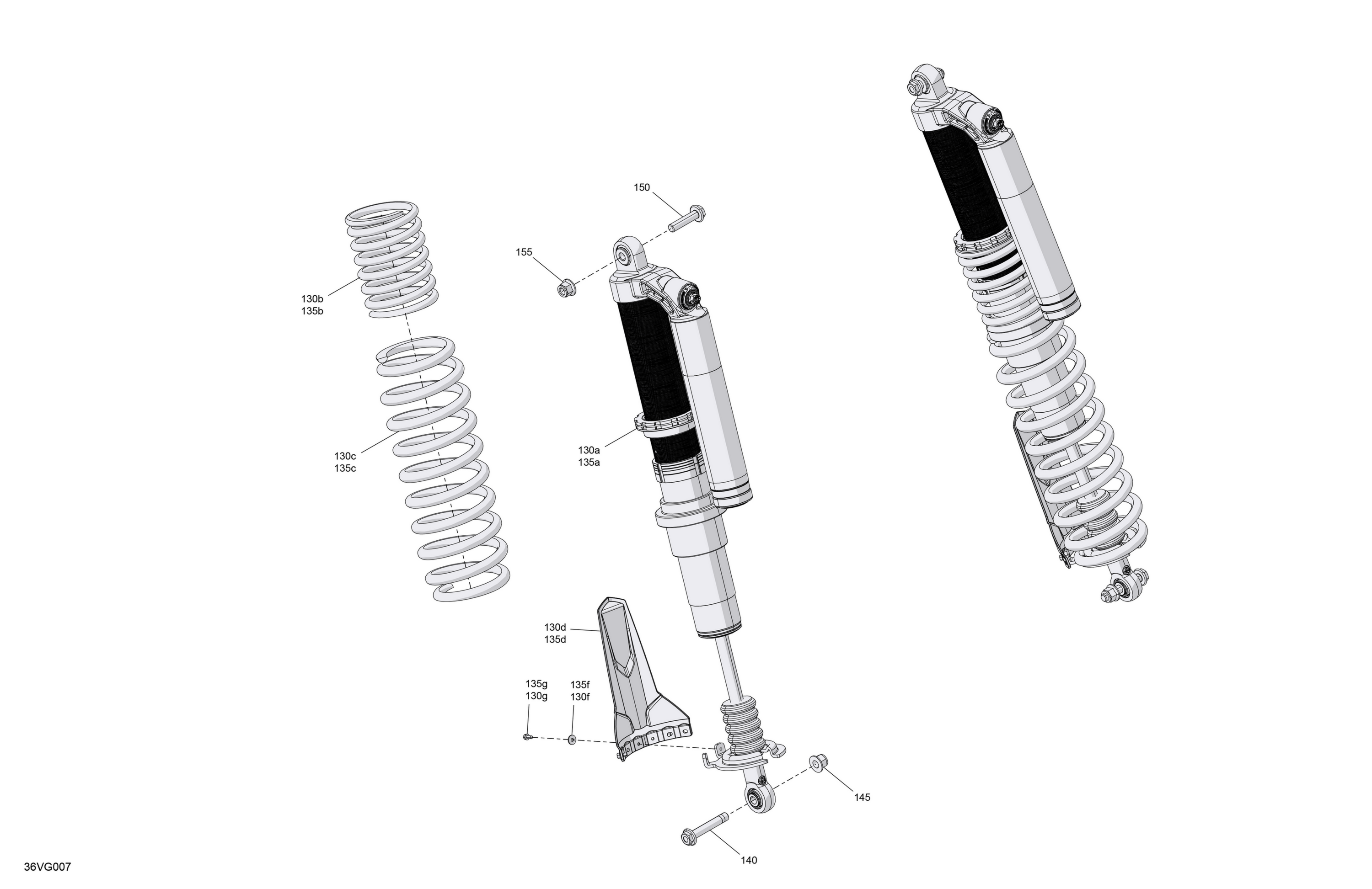 Схема узла: Suspension - Rear Shocks