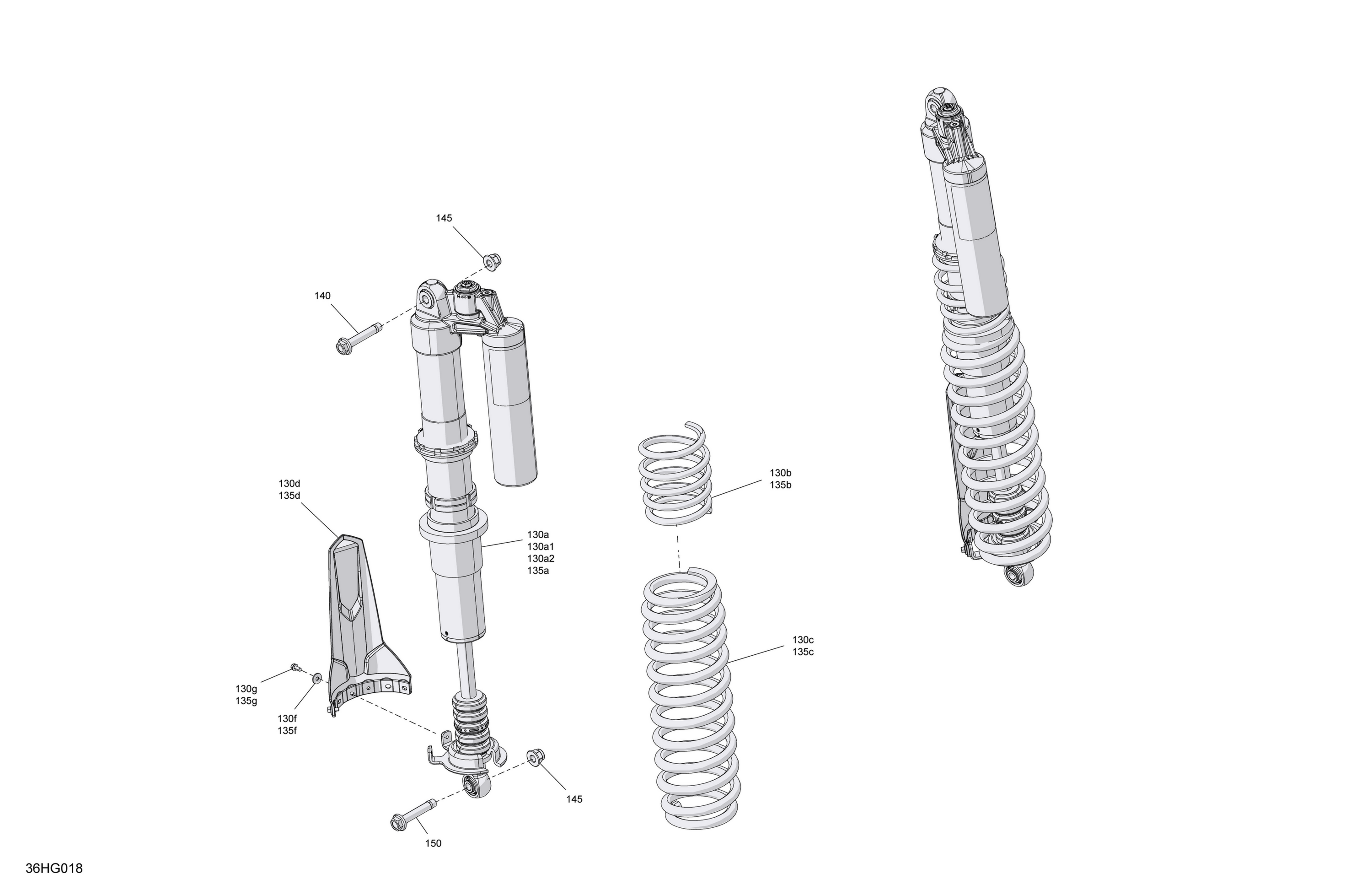 Схема узла: Suspension - Rear Shocks