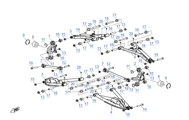 Схема узла: ЗАДНЯЯ ПОДВЕСКА