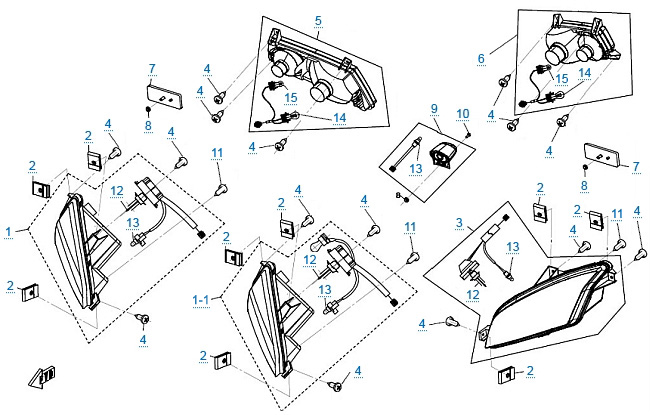 Схема узла: ВНЕШНИЕ СВЕТОВЫЕ ПРИБОРЫ