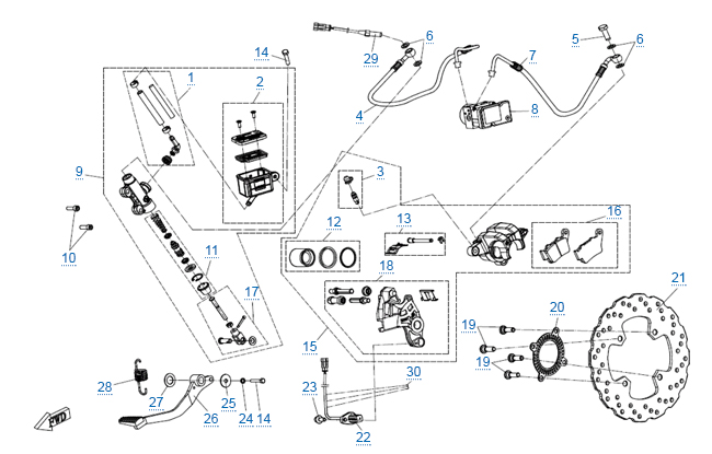 Схема узла: ЗАДНЯЯ ТОРМОЗНАЯ СИСТЕМА (ABS)