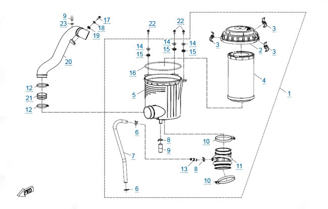 Схема узла: ВОЗДУШНЫЙ ФИЛЬТР В СБОРЕ