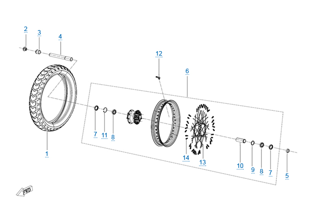 Схема узла: ПЕРЕДНЕЕ КОЛЕСО Touring (ABS)