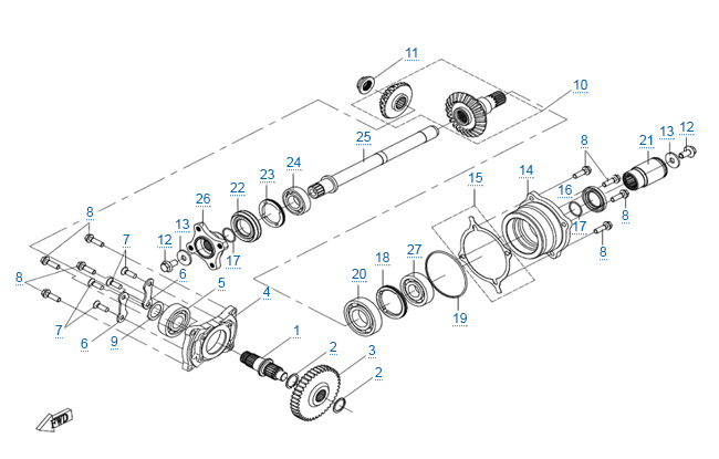 Схема узла: Двигатель - КПП 2